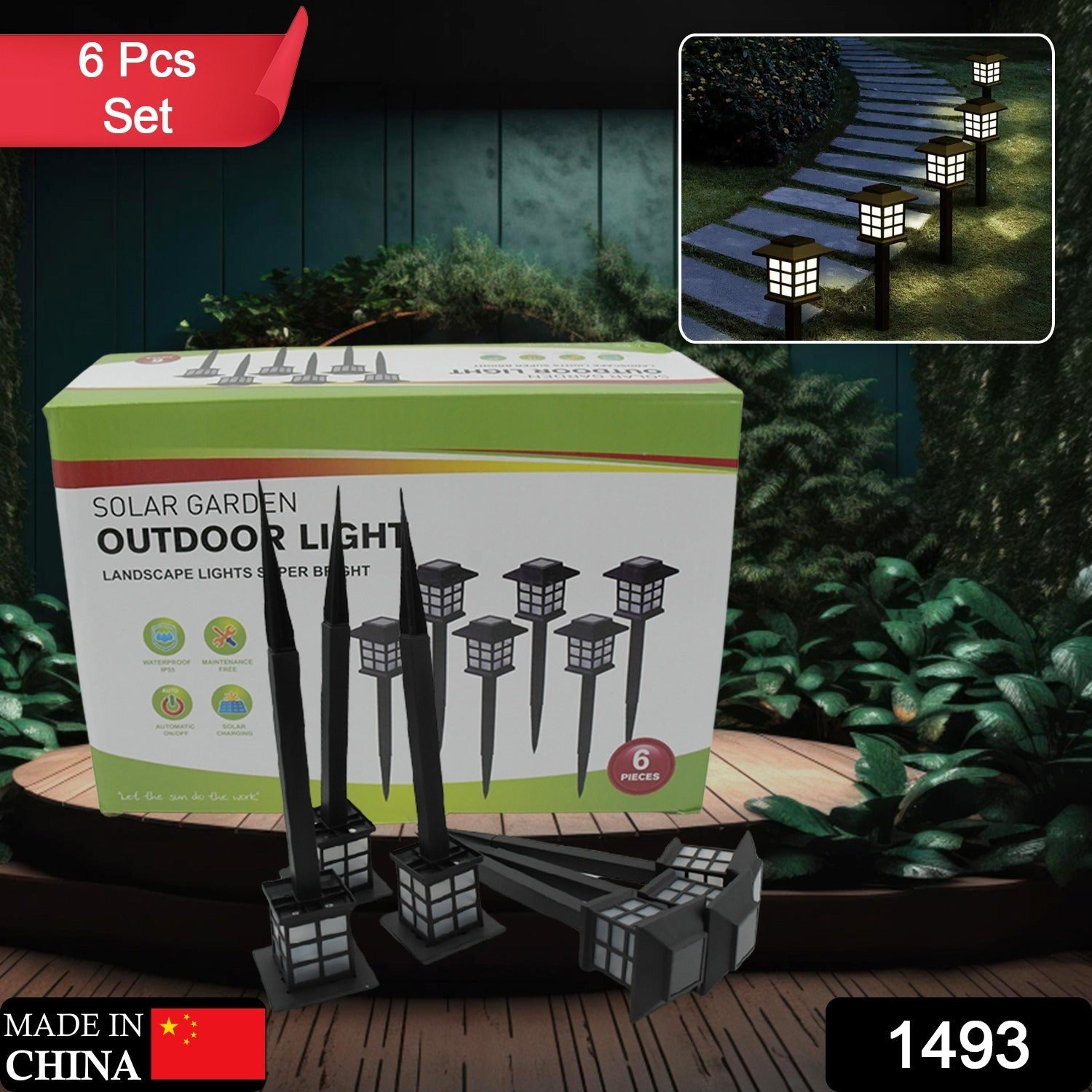 1493 Big Solar Outdoor Lights, 6 Pack Waterproof Solar Pathway Lights, 10 Hrs Long-Lasting LED Landscape Lighting Solar Garden Lights, Solar Lights for Walkway Path Driveway Patio Yard & Lawn (6 Pc Set) Eshaan Traders