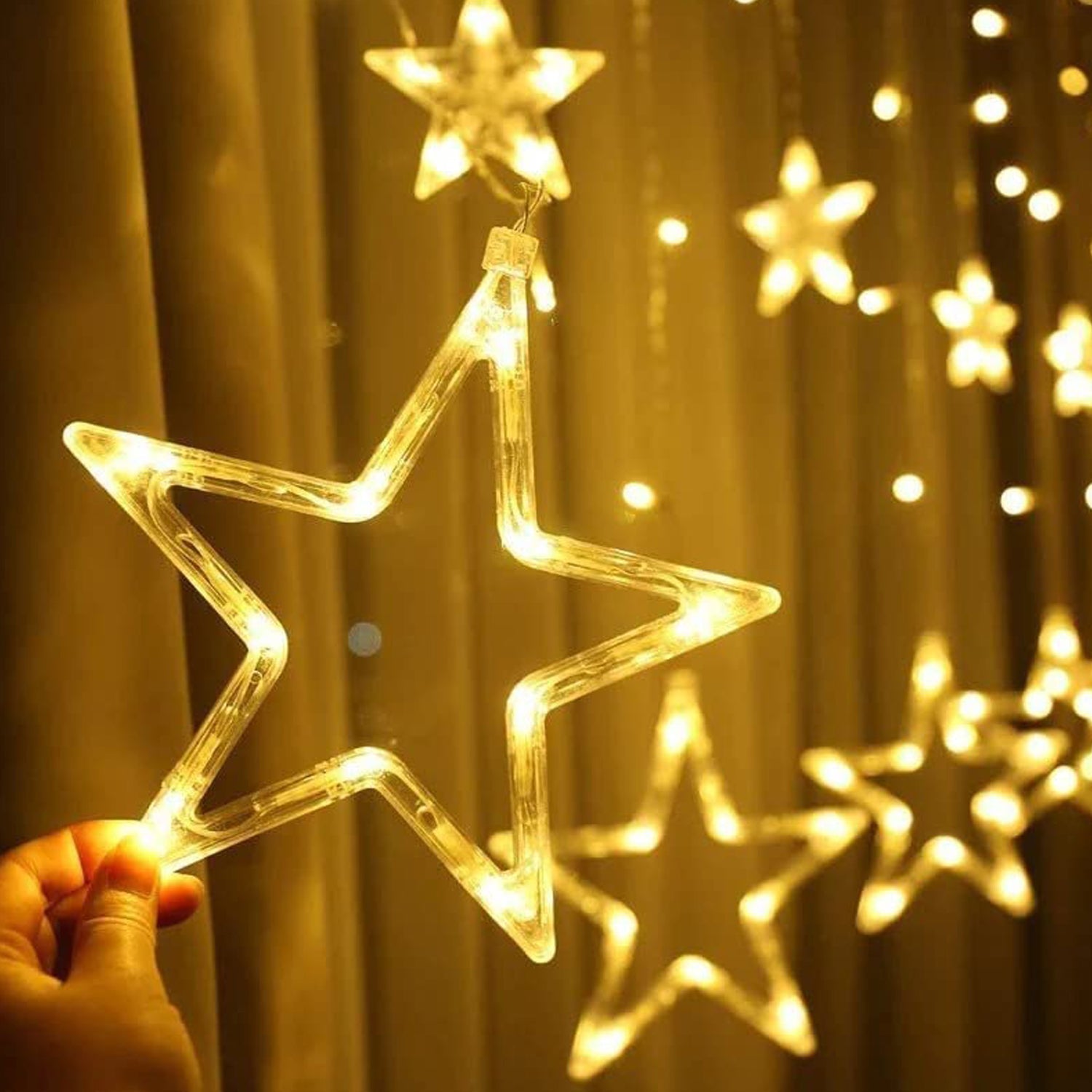 1278 12 STARS CURTAIN STRING LIGHTS, WINDOW CURTAIN LIGHTS WITH 8 FLASHING MODES DECORATION FOR FESTIVALS Eshaan Traders