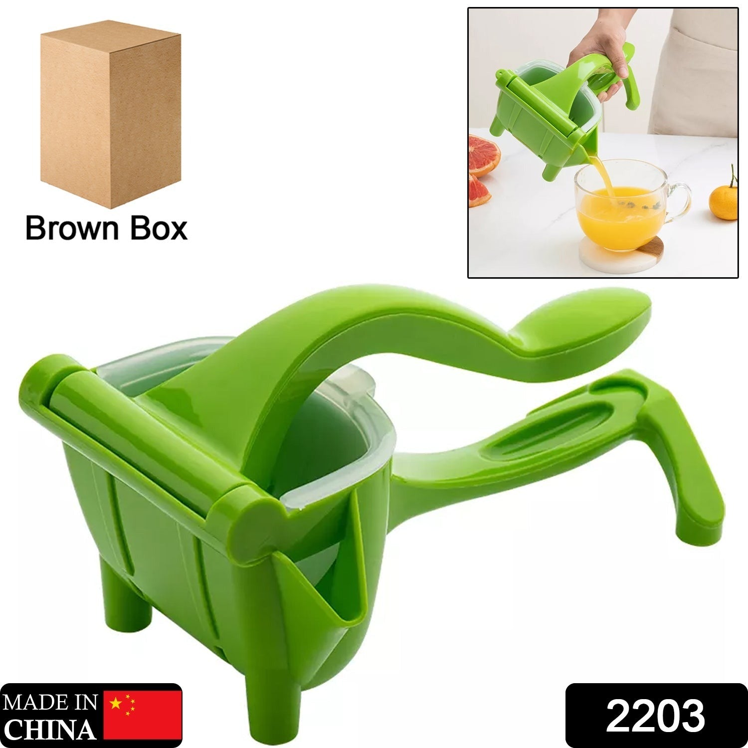 2203 Manual Plastic Fruit Juicer, Hand Press Lemon Squeezer Hand Juicer Citrus Press Juicer Fruit Extractor Tool for Orange, Limes, Lemon ( Brown Box ) Eshaan Traders