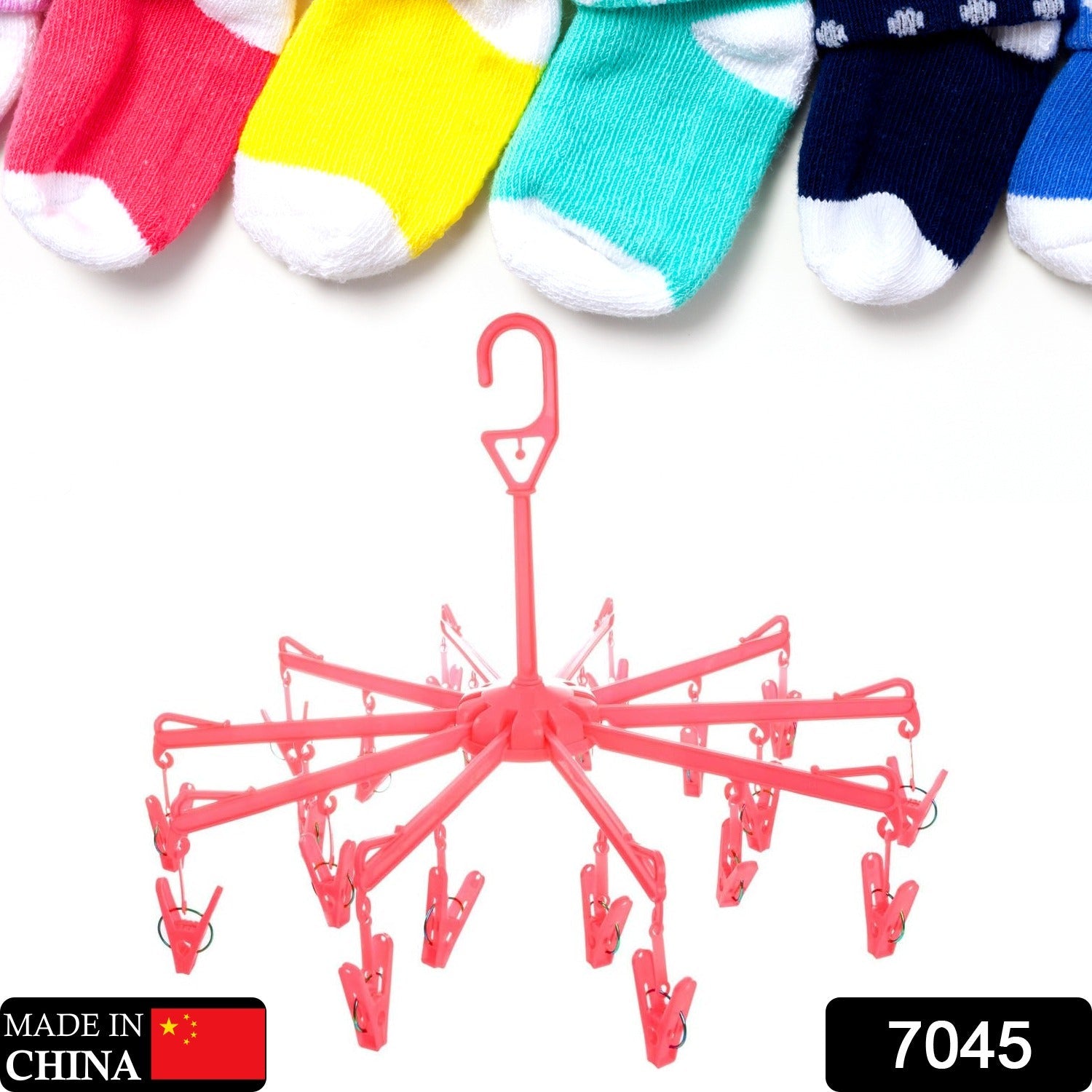 7045 Plastic Foldable Underwear Hanging Dryer Clothes Clips Hanger Drying Rack, Clothes Hangers with 16 Clips, Clip Hanger Drip Hanger for Drying Underwear, Baby Clothes, Socks, Bras, Towel, Cloth Diapers, Gloves Eshaan Traders