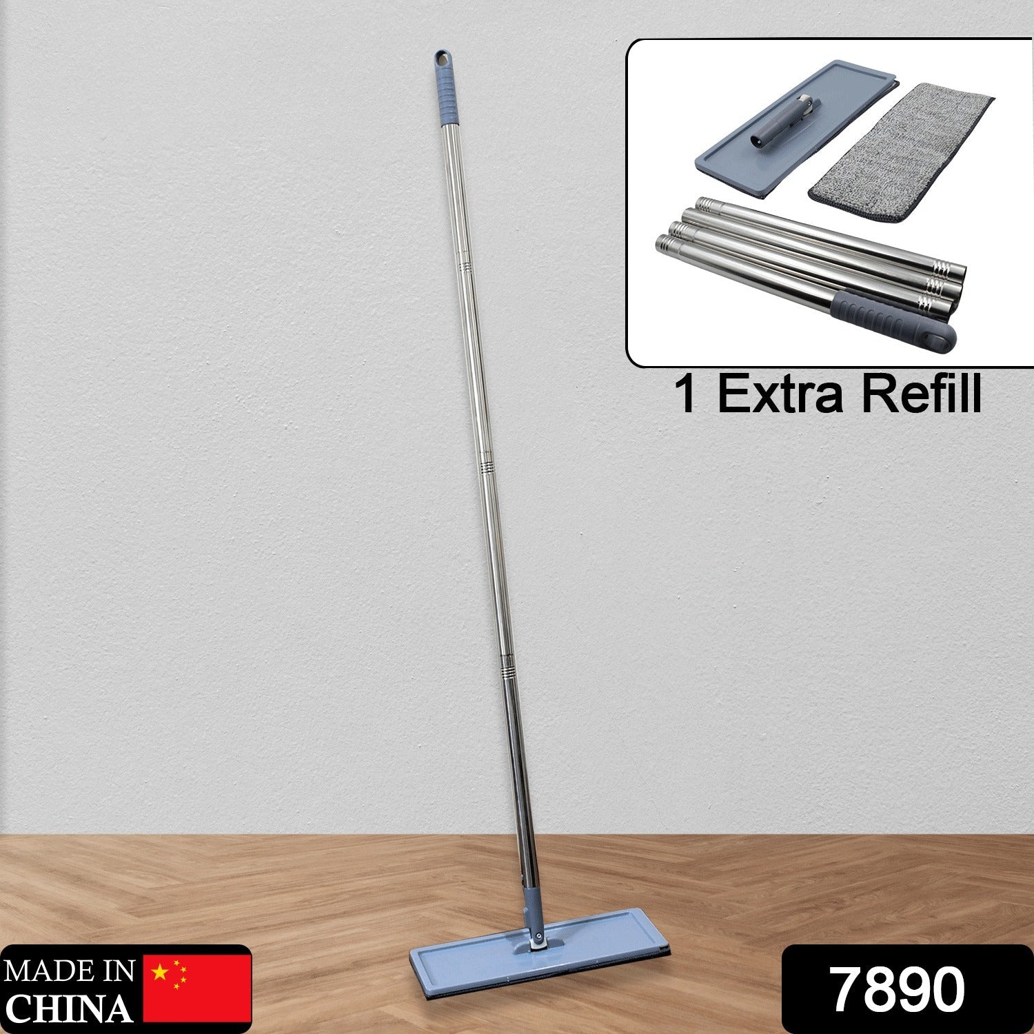 7890 High Quality Flat Mop Floor Cleaning Mop With Extra Refill 360Â° Rotating Microfiber Dust Mop, Hardwood Floor Mop, Dust Flat Mop, for Home/ Office Floor Cleaning Reusable Dust Mops Eshaan Traders