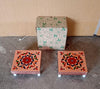 Handicraft Meenakari Wooden Chowki Puja Bajot For Home & Office Decor for Puja Multicolour (2 Pc Set) Eshaan Traders