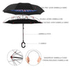 6211 Plain design Windproof Upside Down Reverse Umbrella with C-Shaped Handle DeoDap