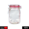 1074 Reusable Airtight Seal Plastic Food Storage Mason Jar Zipper (500ml) Eshaan Traders