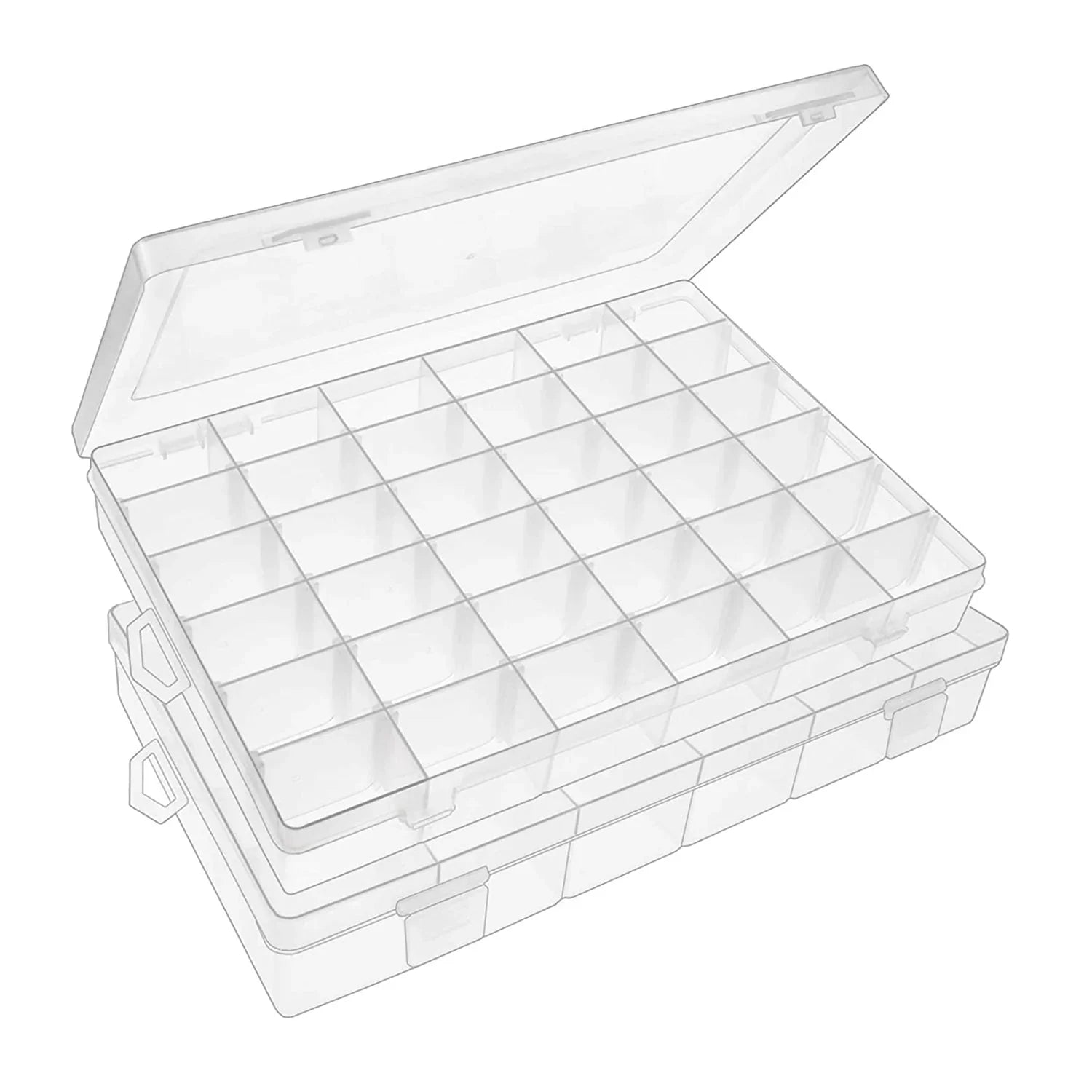 7673a 36 Grids Clear Plastic Organizer Jewelry Storage Box with Adjustable Dividers, Transparent Organizer Box (1pc) Eshaan Traders