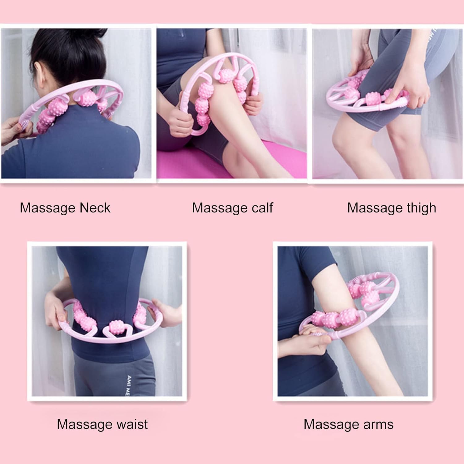 Muscle Massage Roller, 8 &10 Wheels Relieve Soreness Leg Muscle Roller Fitness Roller Muscle Relaxer Massage Roller Ring Clip All Round Massaging Uniform Force Elastic PP Drop Shaped for Home Use (1 Pc) Eshaan Traders