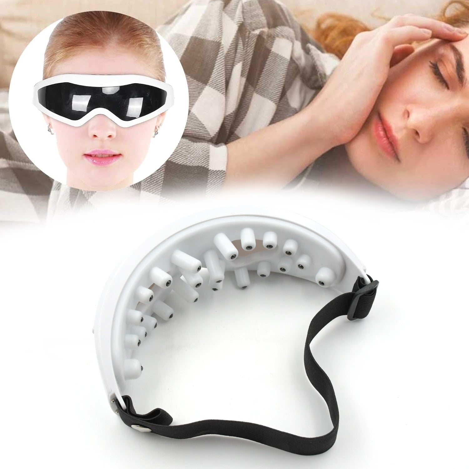 1351 Electric Eye Massager Dark Circles Dry Eyes Eye Bag Eye Relief Vibration Magnet Therapy Eye Care Massage Device with Adjustable Elastic Band for Improving Sleep Eshaan Traders