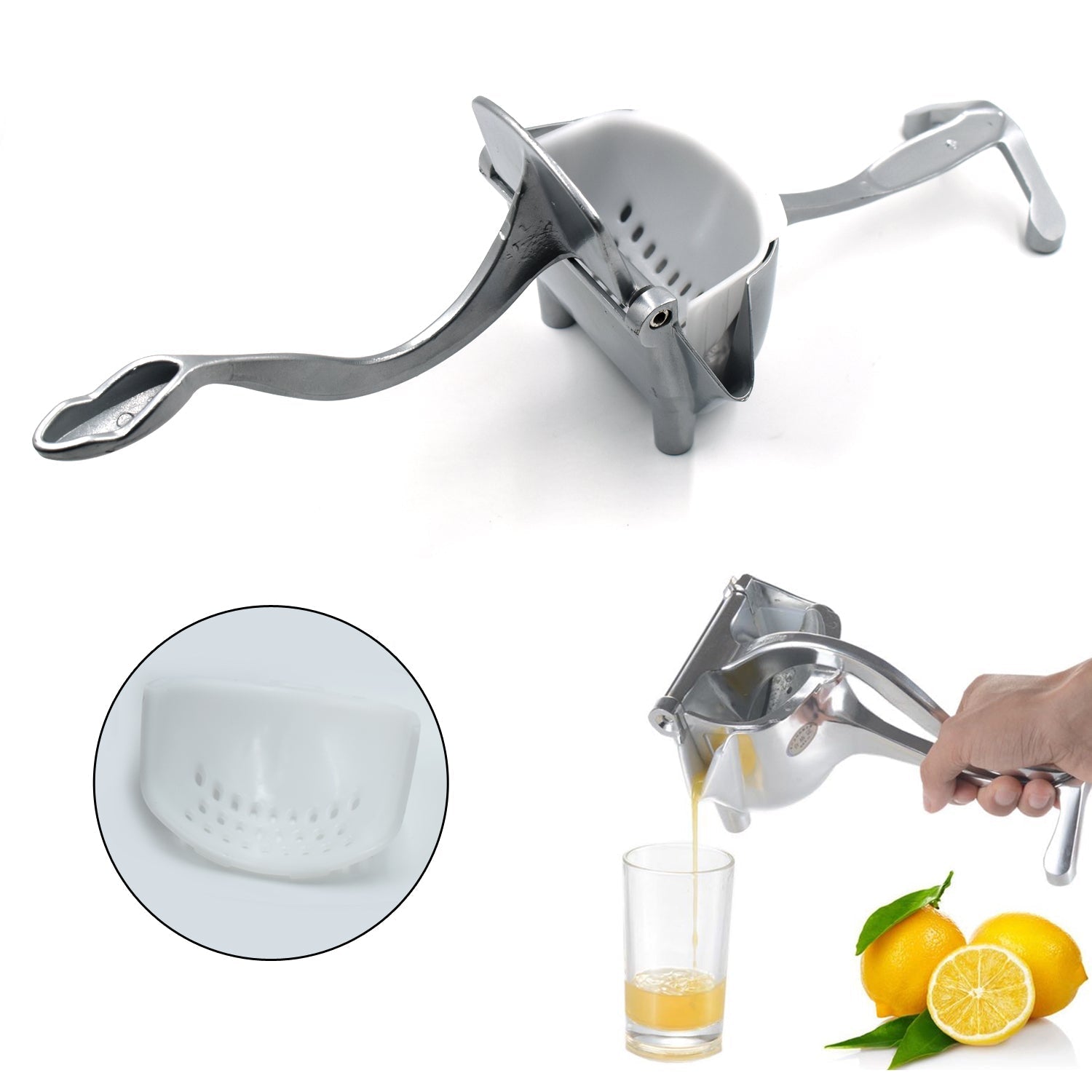 2445 Manual Aluminium and Plastic Fruit Press Juicer DeoDap