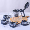 5886 Flame Proof Glass Kettle & Cup  Set With Stainer High Quality Kettle Set For Home & Cafe Use  (4 Cup & 1 Kettle) (24 Pc Moq) Eshaan Traders