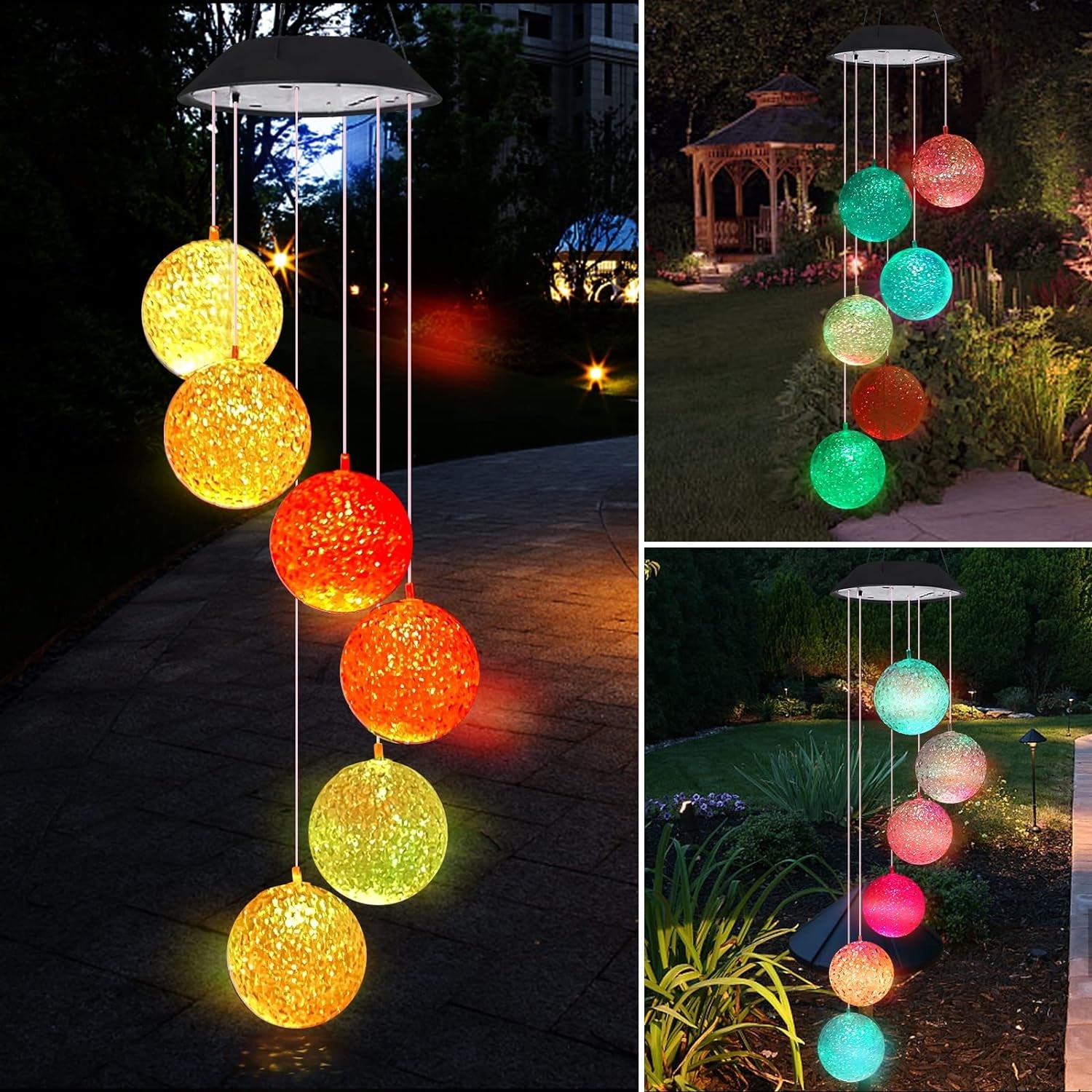 8317L Solar Crystal Ball , Color Changing Solar Powered LED Hanging Light Mobile for Patio Yard Garden Home Outdoor Night Decor, Gifts Eshaan Traders