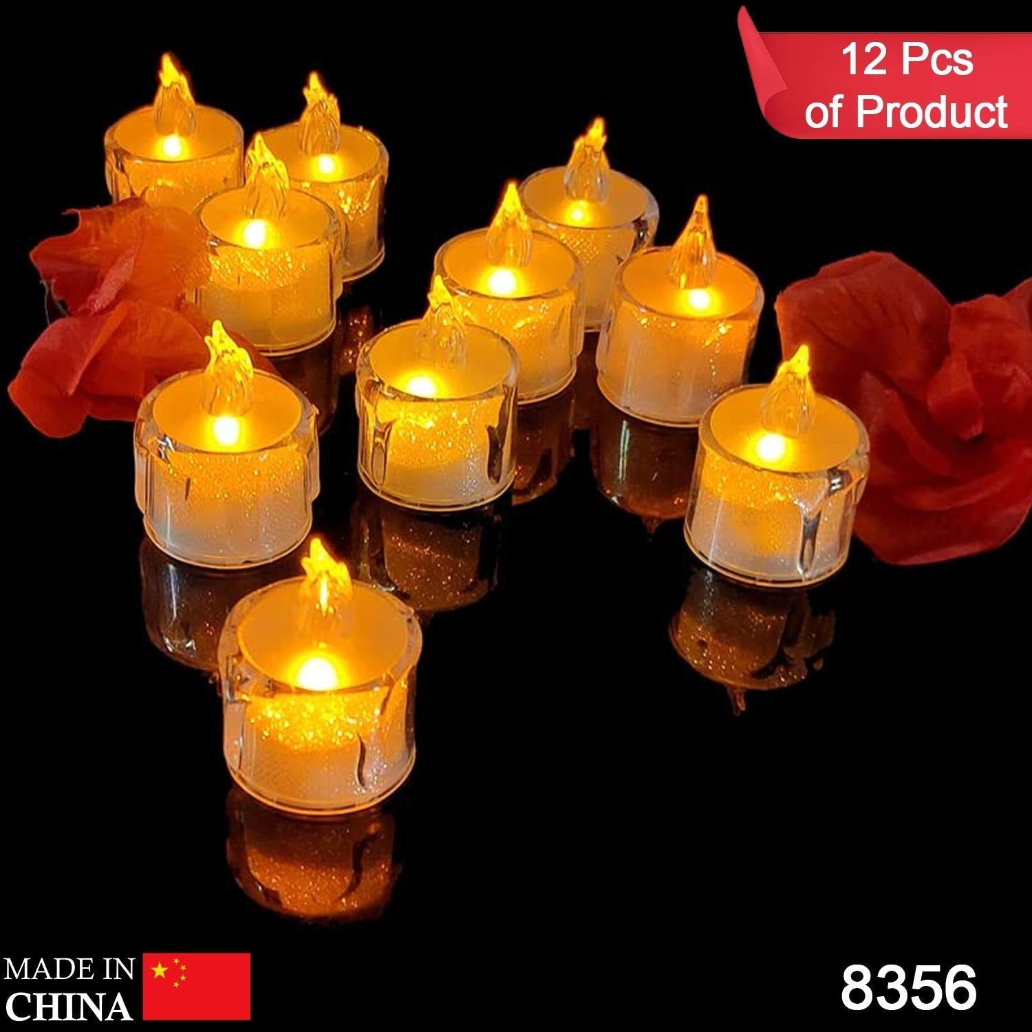 12 Pcs Flameless and Smokeless Decorative Acrylic Candles Transparent Led Tea Light Candle for Gifting, House, Diwali, Christmas, Festival, Events Decor Candles Eshaan Traders