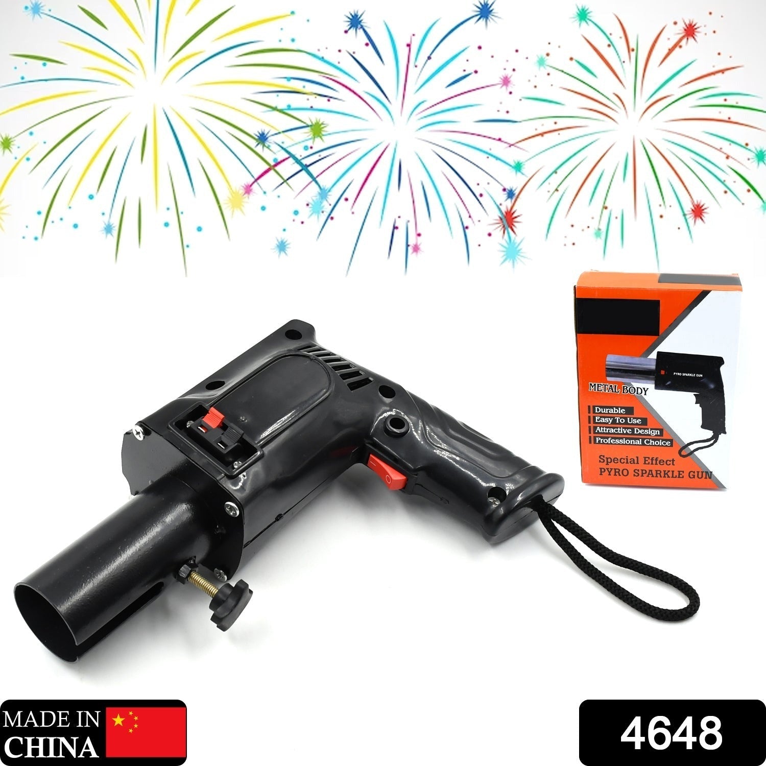 4648 PYRO PARTY METAL GUN HAND HELD GUN TOY FOR PARTIES FUNCTIONS EVENTS AND ALL KIND OF CELEBRATIONS, PLASTIC GUN, (PYROS NOT INCLUDED) Eshaan Traders