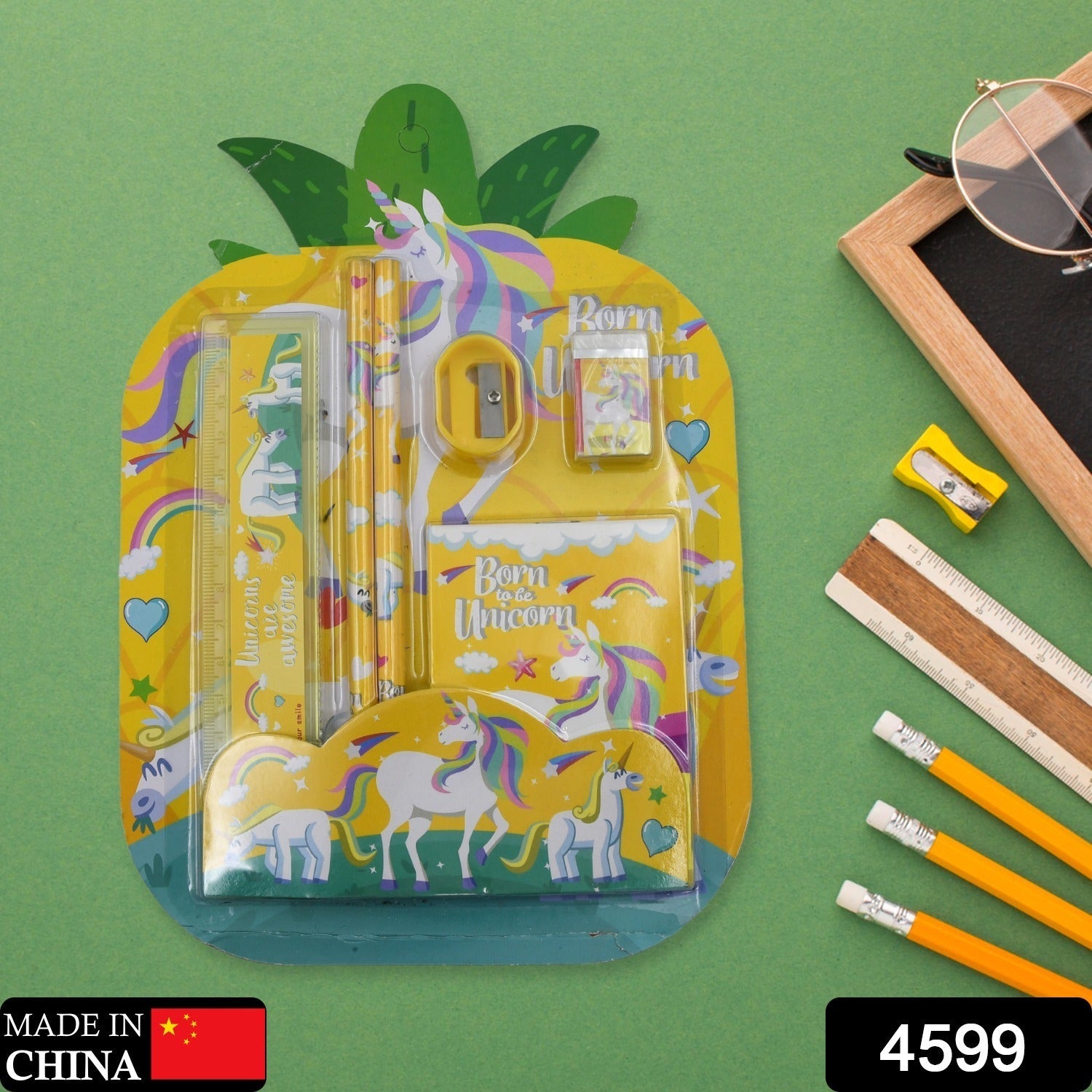 4599   6 PC SET STATIONARY SET INCLUDING PENCIL RULER RUBBER PENCIL SHARPENER  SCHOOL, OFFICE PRODUCT GIFT Eshaan Traders