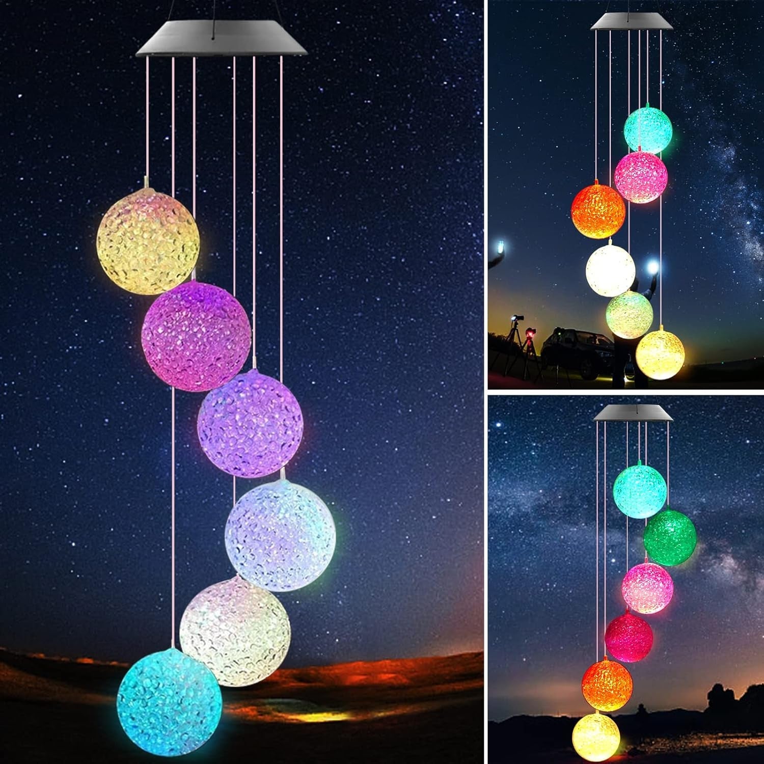 8317L Solar Crystal Ball , Color Changing Solar Powered LED Hanging Light Mobile for Patio Yard Garden Home Outdoor Night Decor, Gifts Eshaan Traders