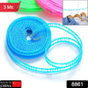 8861 3 Meters Fiber Rope Anti-Slip Clothes Washing Drying Nylon Rope Japan Style Rope with Hooks, Durable Camping Clothesline Portable Clothes Drying Line Indoor Outdoor Laundry Storage for Travel Home Use (3 Mtr.) Eshaan Traders