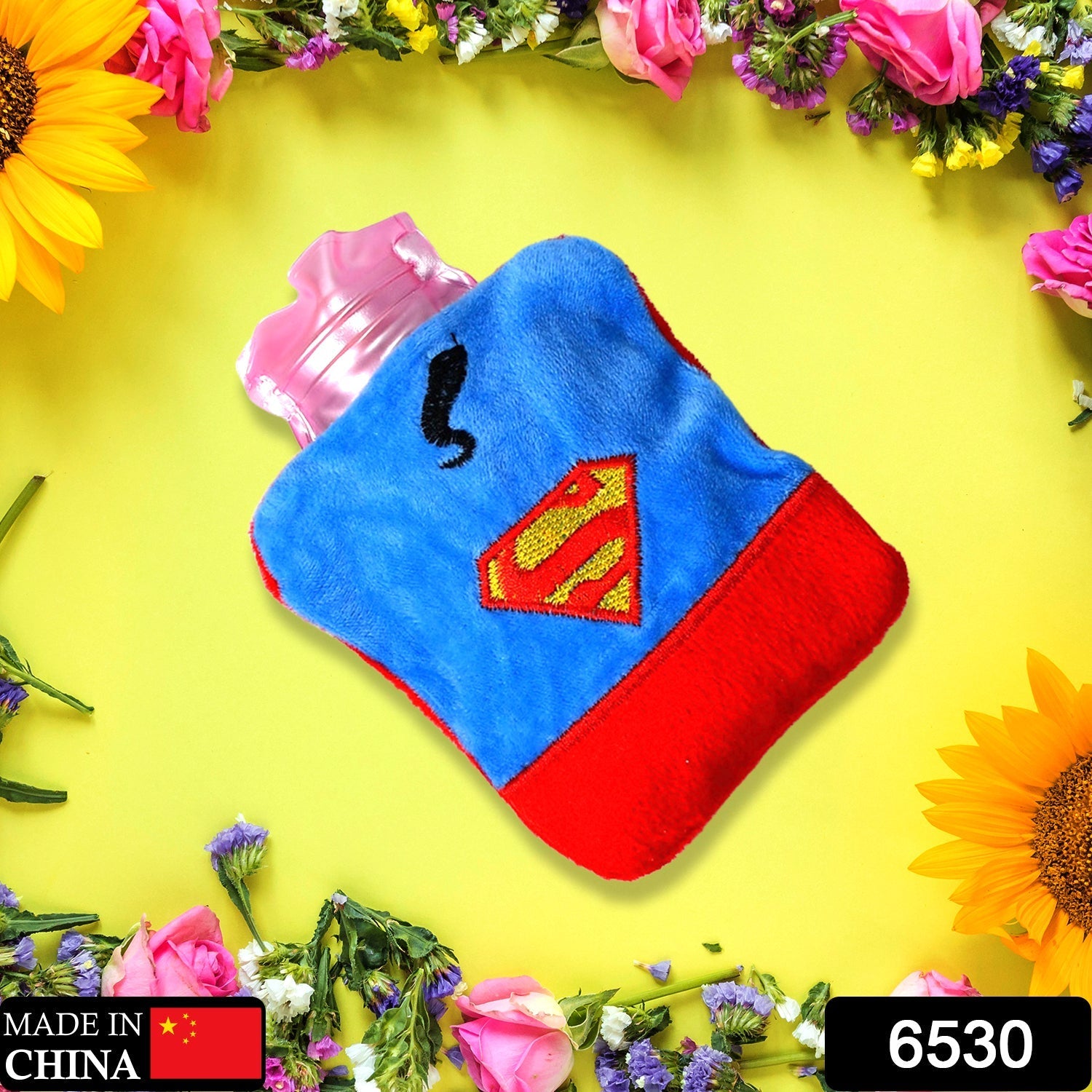 6530 Superman Print small Hot Water Bag with Cover for Pain Relief, Neck, Shoulder Pain and Hand, Feet Warmer, Menstrual Cramps. Eshaan Traders