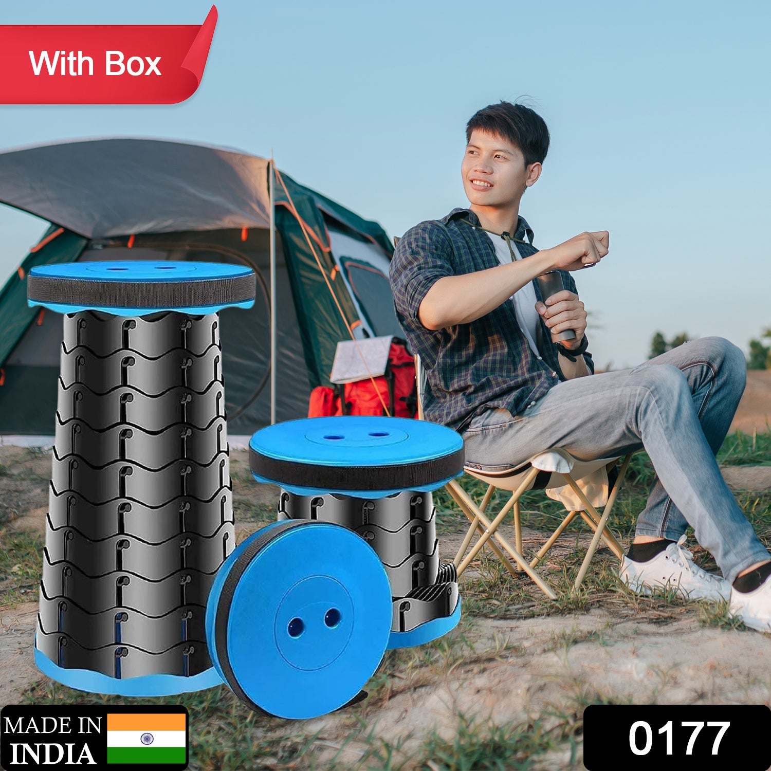 0177 Retractable Folding Stools Portable Lightweight for Indoor and Outdoor Travel, Fishing, Camping, Garden Use Eshaan Traders