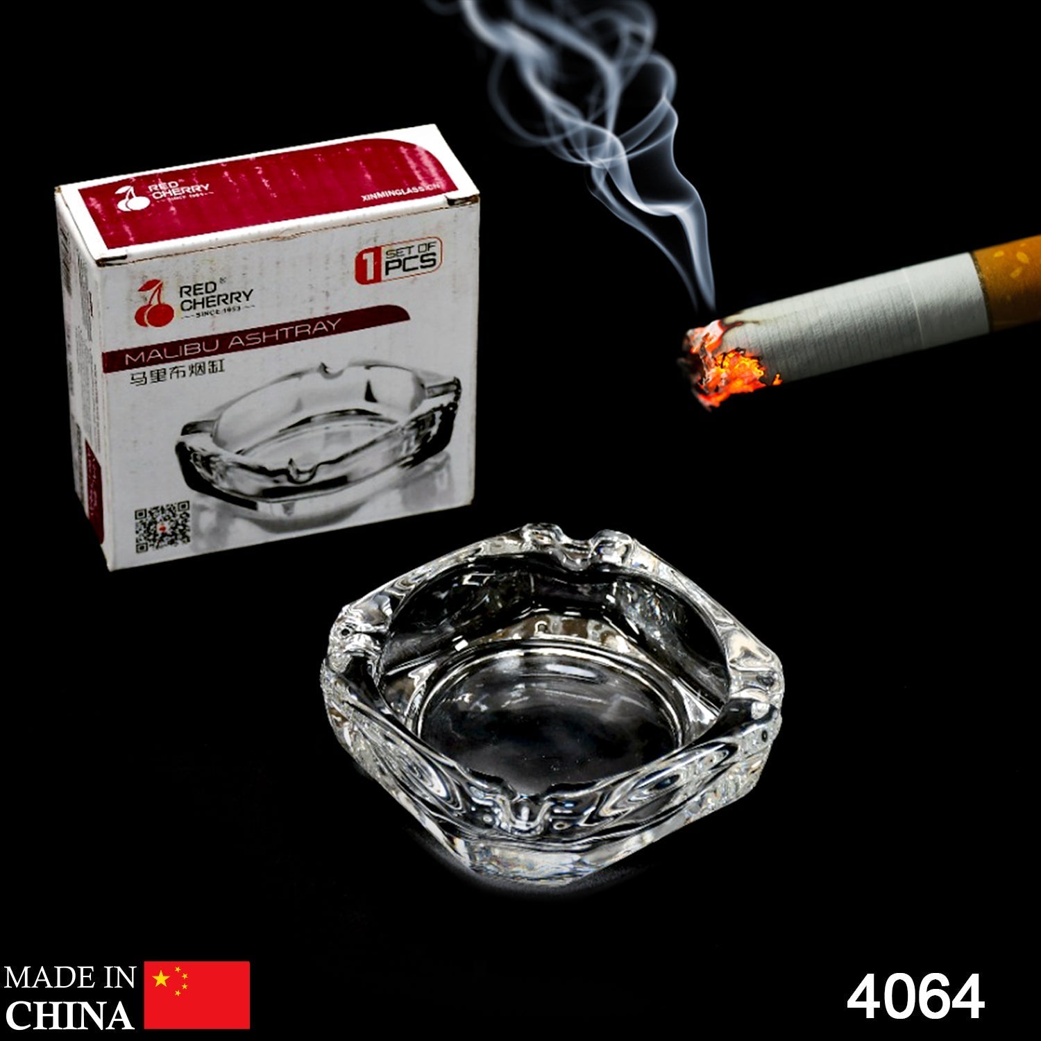 4064 Glass Brunswick Crystal Quality Cigar Cigarette Ashtray Round Tabletop for Home Office Indoor Outdoor Home Decor Eshaan Traders