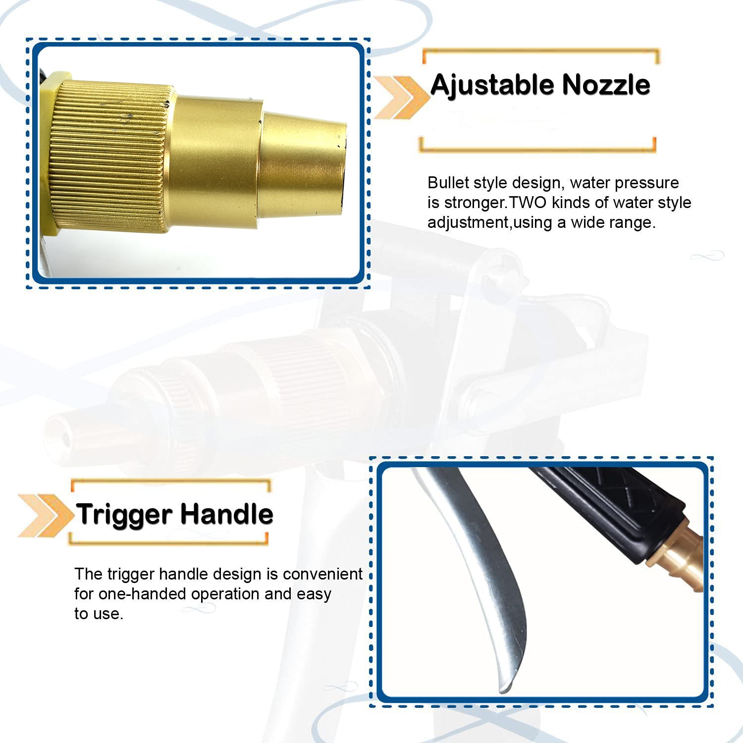 1608 Durable Gold Color Trigger Hose Nozzle Water Lever Spray Eshaan Traders