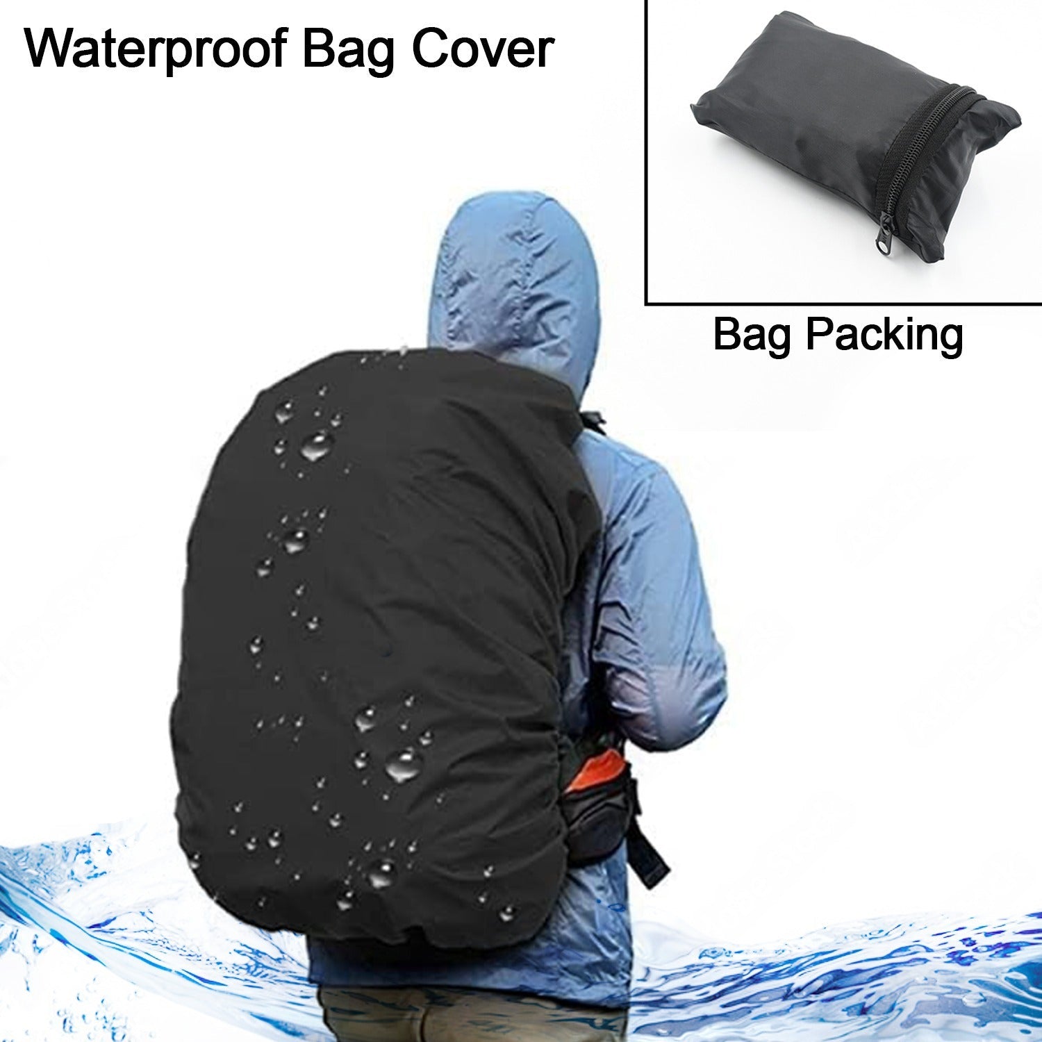 4100 Heavy Waterproof Nylon Rain Cover/Dust Cover - Elastic Adjustable for Laptop Bags and Backpacks, School Bag Waterproof Cover, Dust Proof, Backpack, Laptop Bag Cover (1Pc) Eshaan Traders