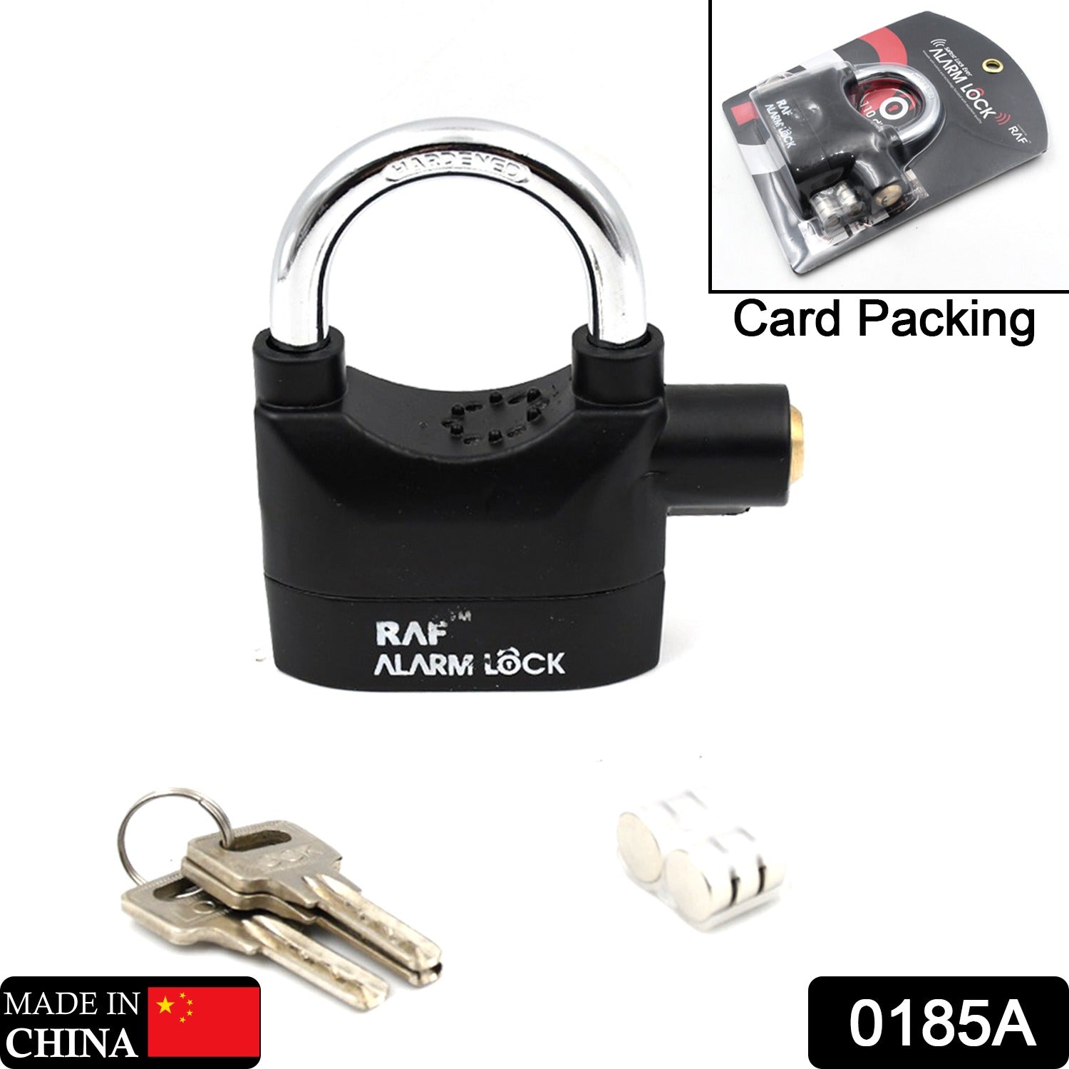 0185a Security Alarm Lock System | Waterproof Black Anti-theft Siren 110dba alarm anti Padlock FoR Bike|Door Window|Battery  padlock Eshaan Traders