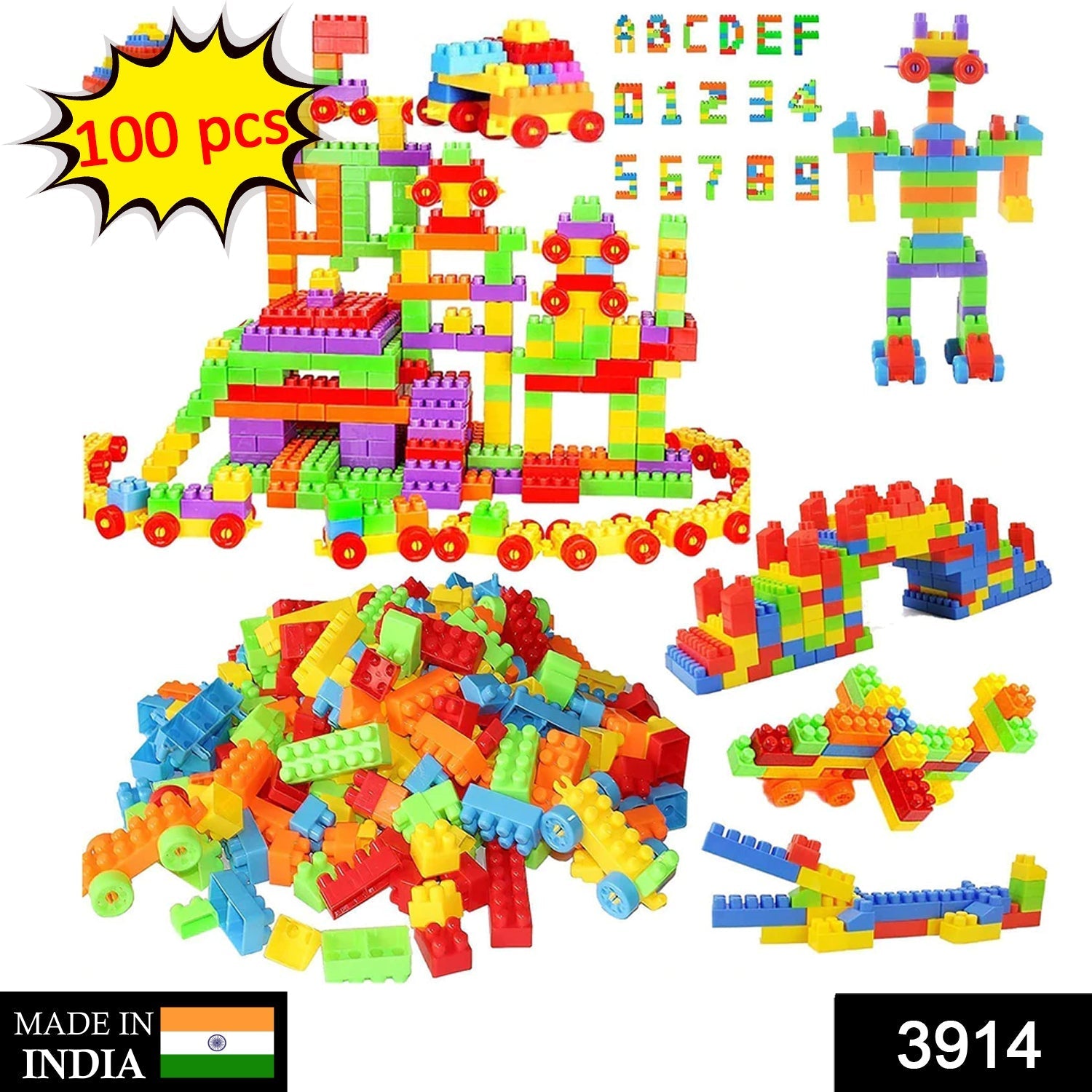 3914 100 Pc Train Blocks Toy used in all kinds of household and official places specially for kids and children for their playing and enjoying purposes. DeoDap