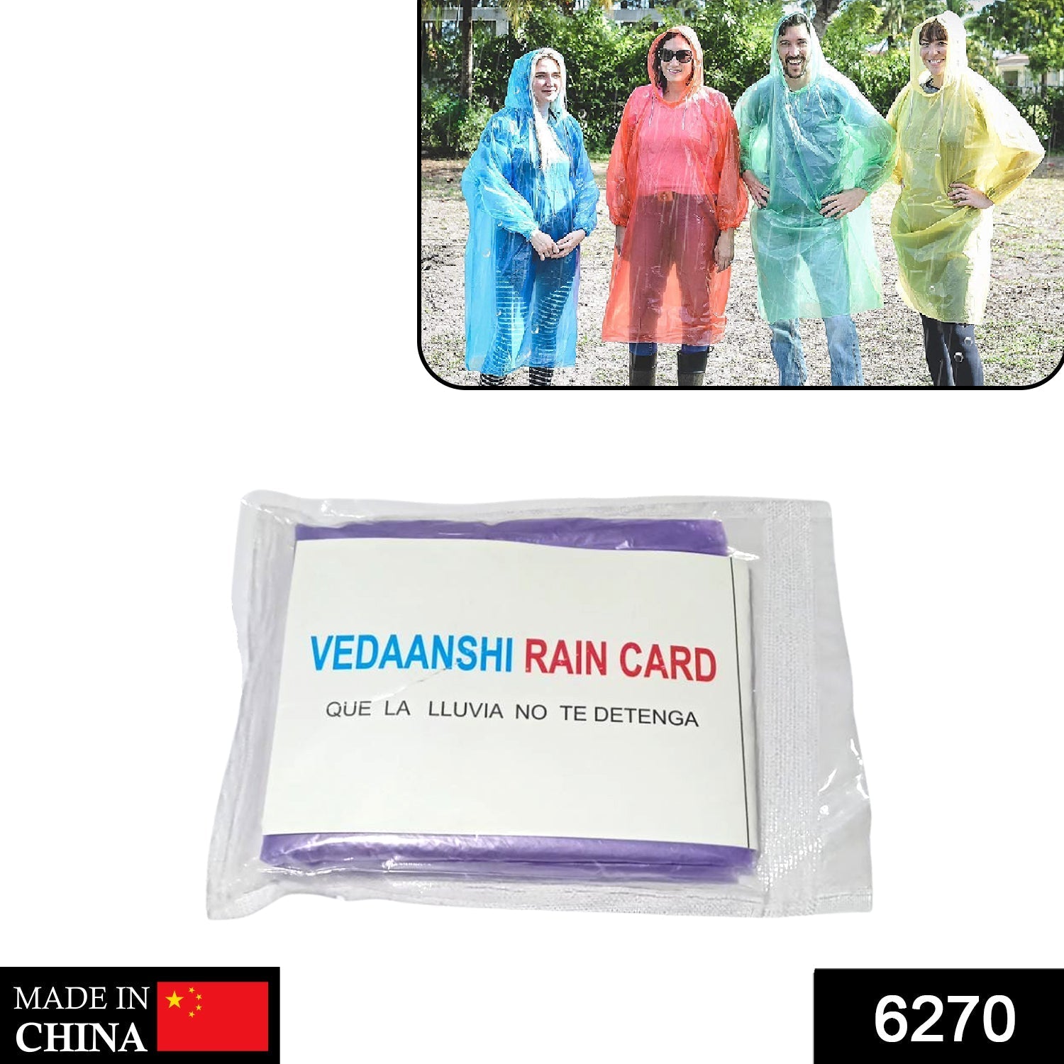 6270 Disposable Rain Card Raincoat Easy to Carry Emergency Waterproof Rain coat RainCard DeoDap