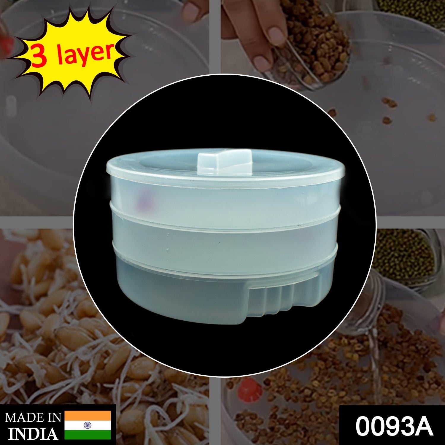 0093A Sprout Maker 3 Bowl Sprout Maker for Home (3 Layer) DeoDap