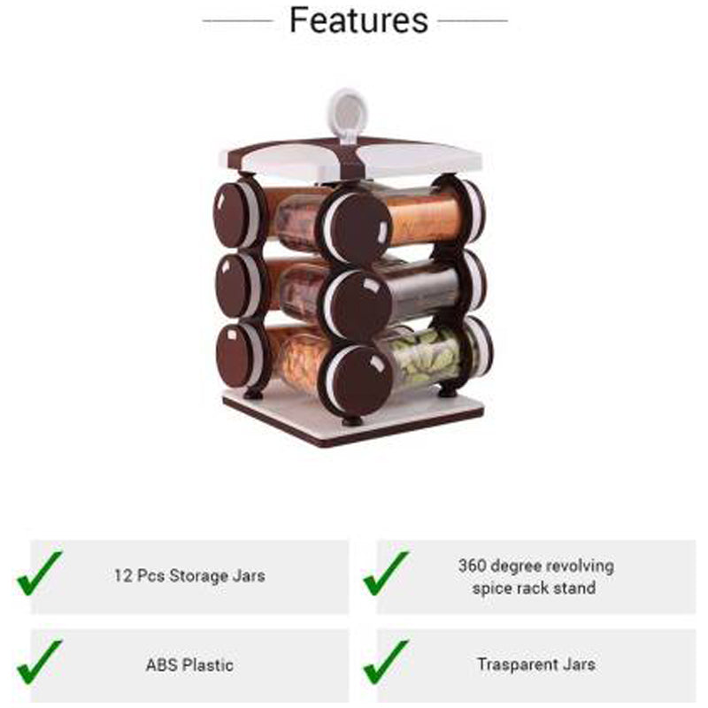 2036 Spice jar Set - Food Grade Plastic 12pcs Spice jar (Brown Box) Eshaan Traders