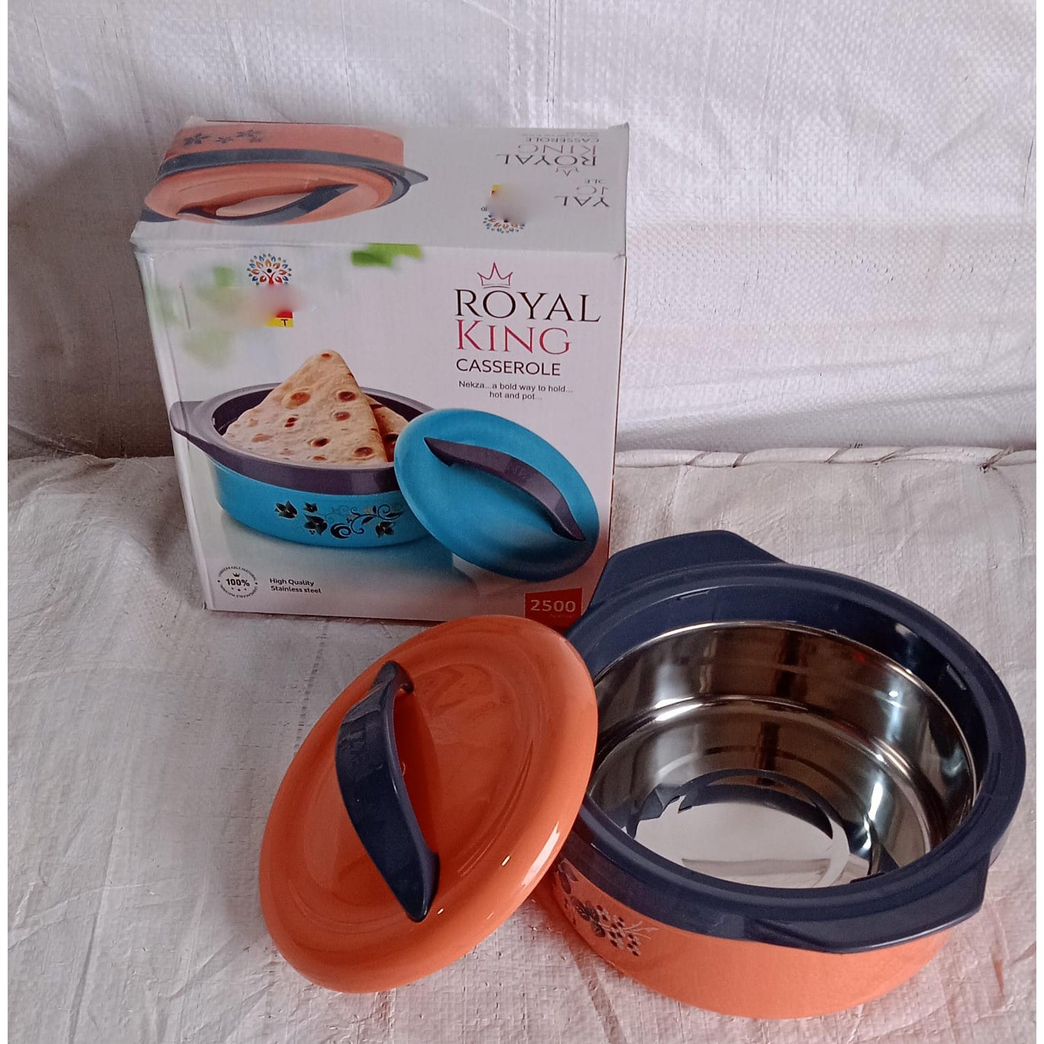 2368 Casserole Box for Food Searving Inner Steel Insulated Casserole Hot Pot Flowers Printed Chapati Box for Roti Kitchen (Approx 2500 ml) Eshaan Traders