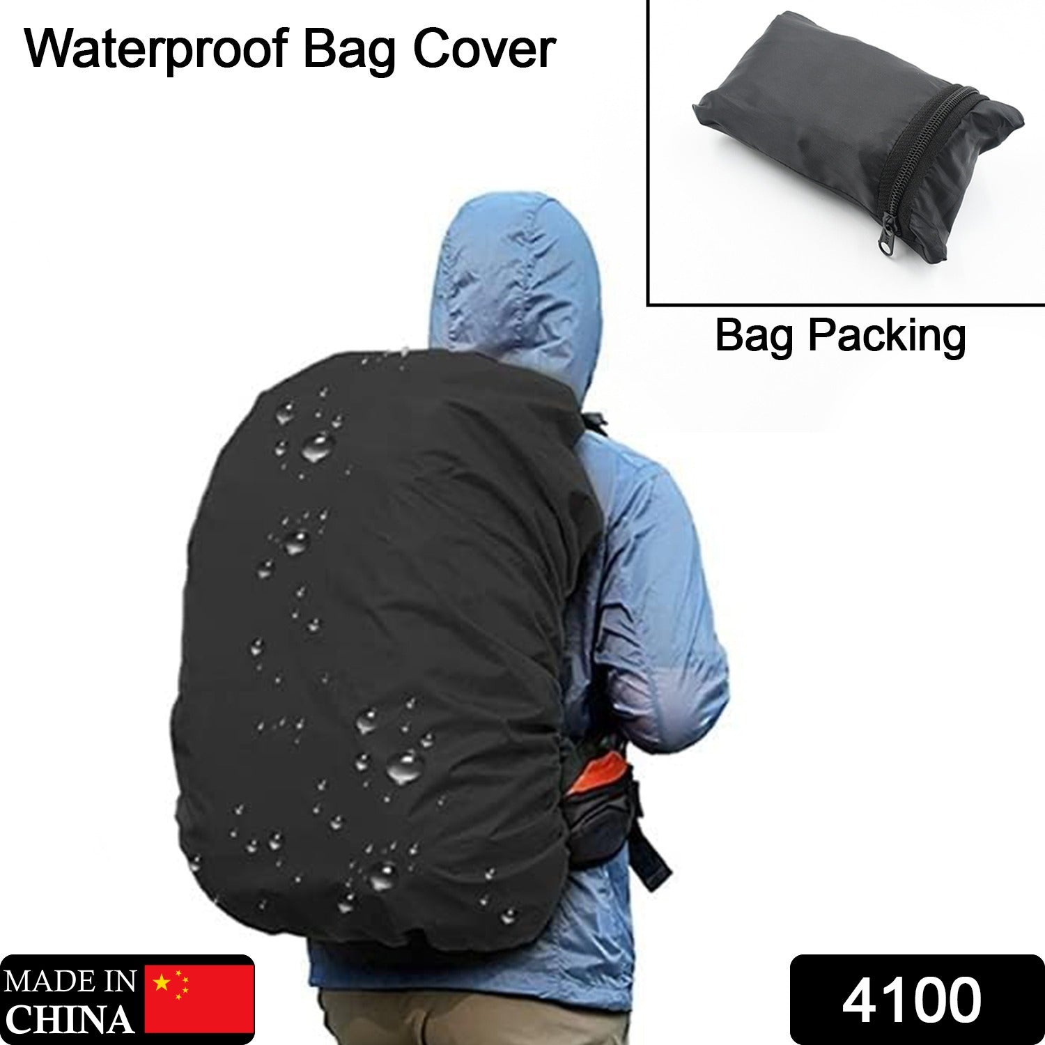 4100 Heavy Waterproof Nylon Rain Cover/Dust Cover - Elastic Adjustable for Laptop Bags and Backpacks, School Bag Waterproof Cover, Dust Proof, Backpack, Laptop Bag Cover (1Pc) Eshaan Traders