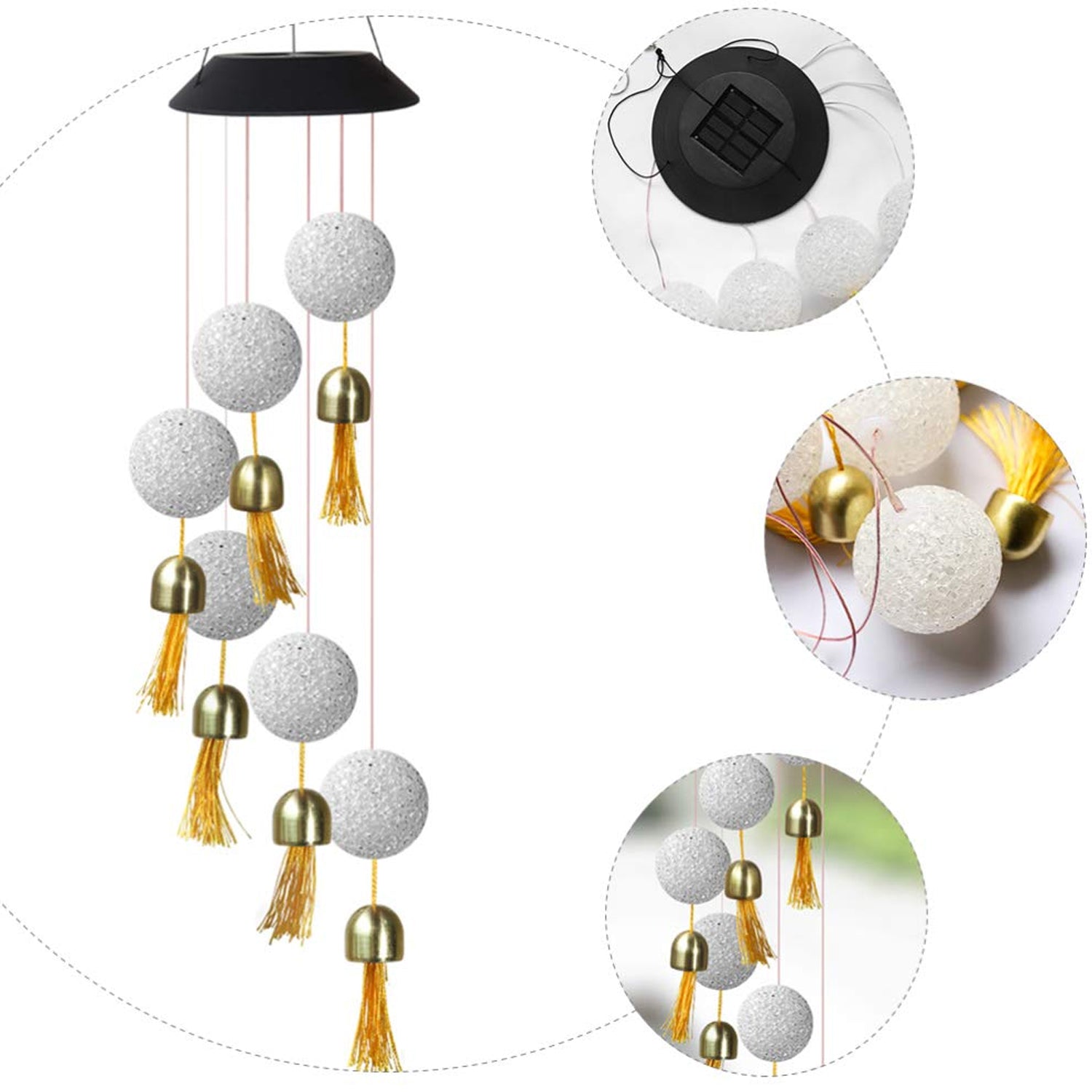 8318 Solar Crystal Ball Wind Chime, Color Changing Solar Powered LED Hanging Wind Chime Light Mobile for Patio Yard Garden Home Outdoor Night Decor, Gifts Eshaan Traders