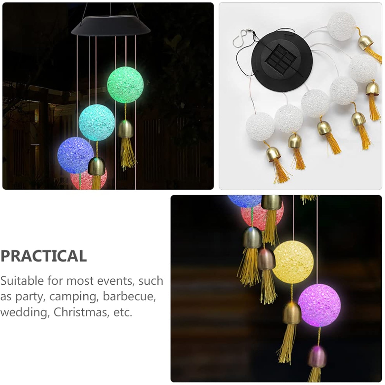 8318 Solar Crystal Ball Wind Chime, Color Changing Solar Powered LED Hanging Wind Chime Light Mobile for Patio Yard Garden Home Outdoor Night Decor, Gifts Eshaan Traders