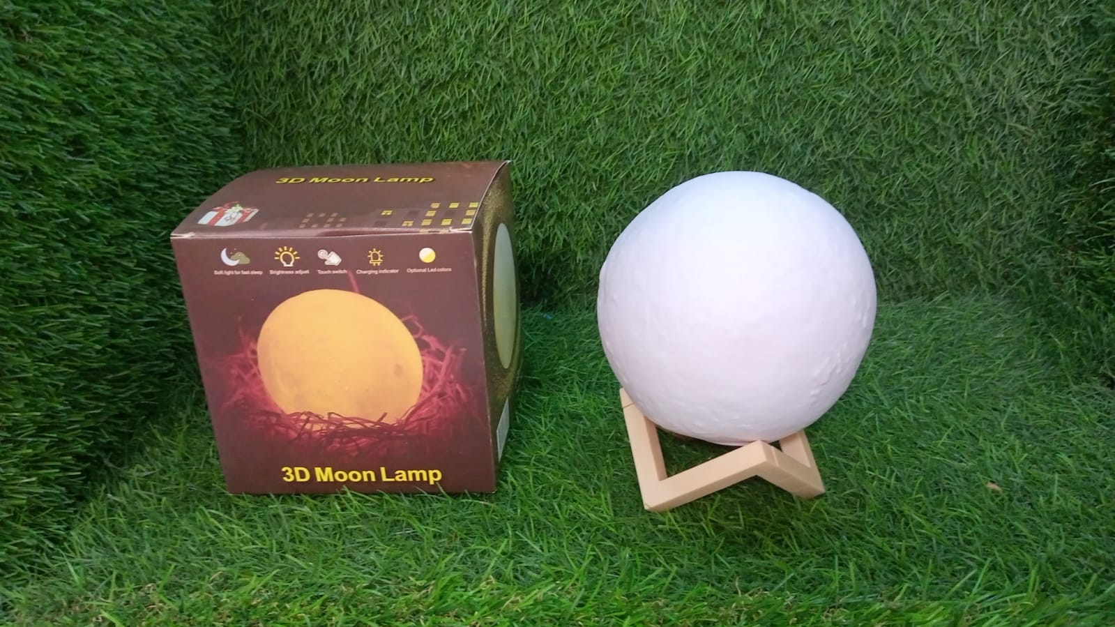 6263A Moon Lamp3D Printing LED Night Light Moon Light with Stand, Warm & Cool, USB Rechargeable for Kid Lover Birthday Day Gift Eshaan Traders