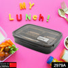 2979A Black Transparent 4 Compartment Lunch Box for Kids and adults, Stainless Steel Lunch Box with 4 Compartments For Office, Travel, School, Home Eshaan Traders