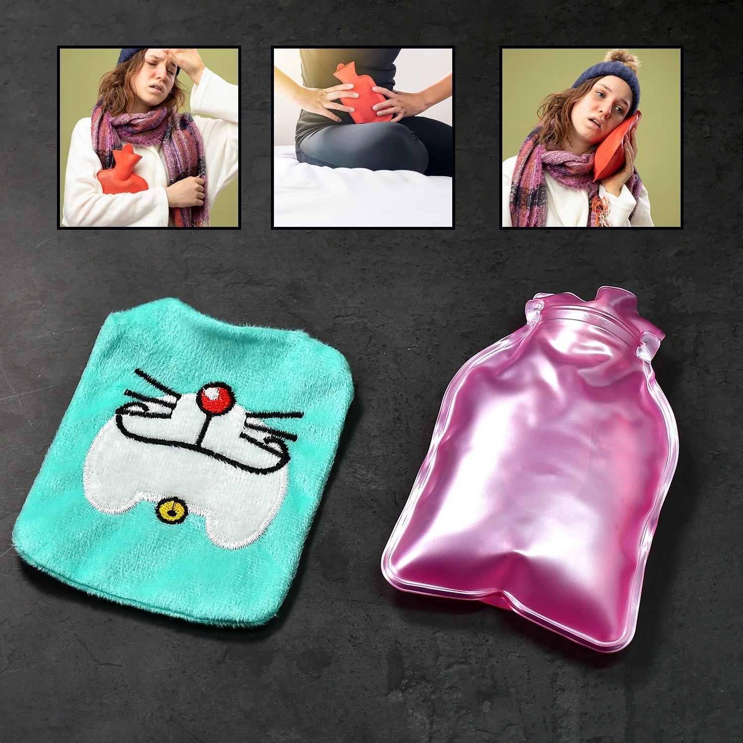 6529 Doremon Cartoon small Hot Water Bag with Cover for Pain Relief, Neck, Shoulder Pain and Hand, Feet Warmer, Menstrual Cramps. Eshaan Traders