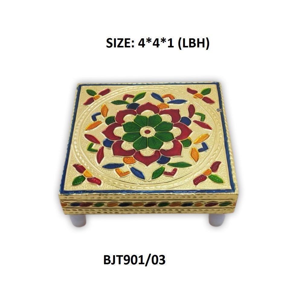 2122 Multipurpose Traditional Decorative Design Wooden Chowki/Bajot DeoDap