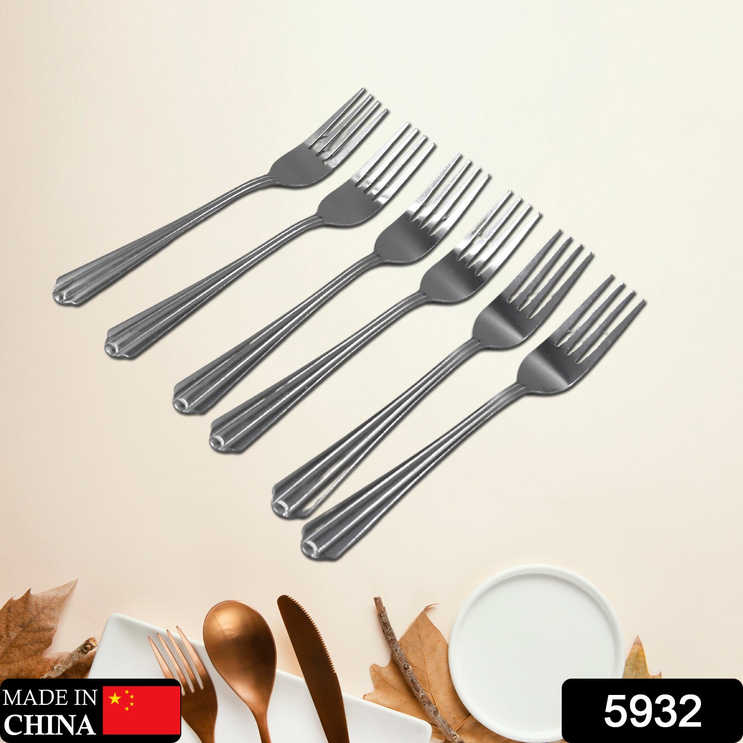 5932 STEEL FORKS SET OF 6 - FORK SET FOR HOME AND KITCHEN FORK HIGH QUALITY PREMIUM FORK SET (6 PC SET ) Eshaan Traders