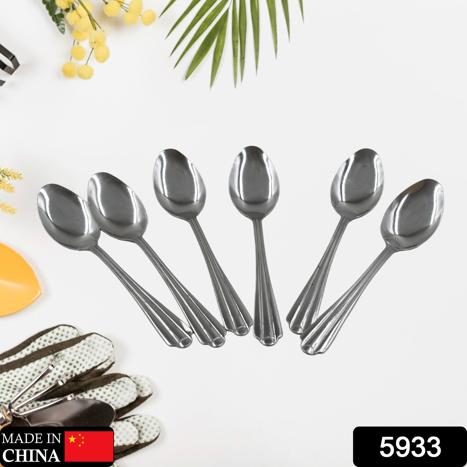 5933 Stainless Steel Spoon Set of 6, Table Spoon Great Housewarming Gift, Food Grade Silverware for Home, Kitchen or Restaurant - Mirror Polished Eshaan Traders