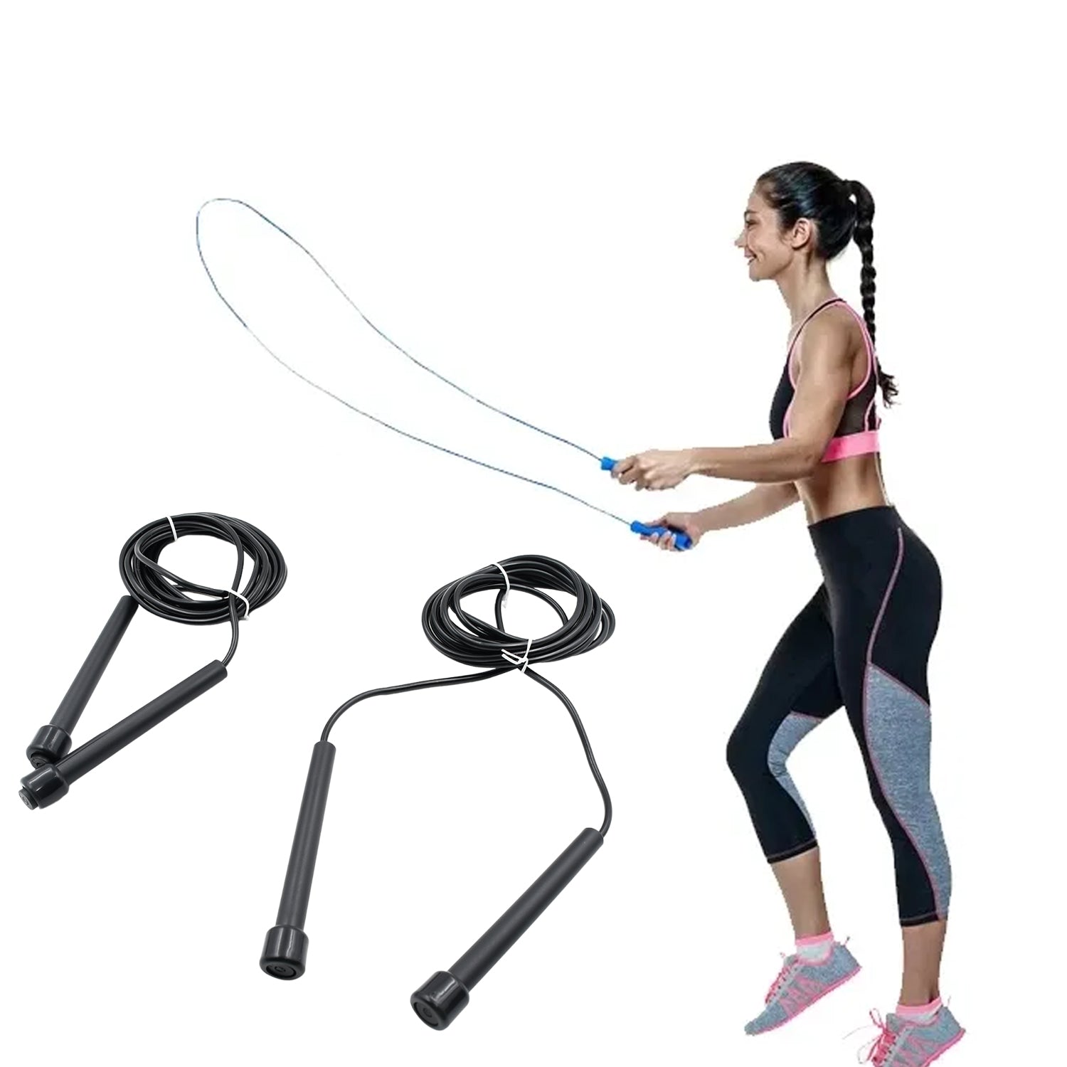 0650 Speed Skipping Rope, Jump Rope With Pvc Handle, Sports Skipping Rope, Jump Rope for Weight Loss, Fitness, Sports, Exercise, Workout, For Men, Women, Boys & Girls 3mtr. Eshaan Traders