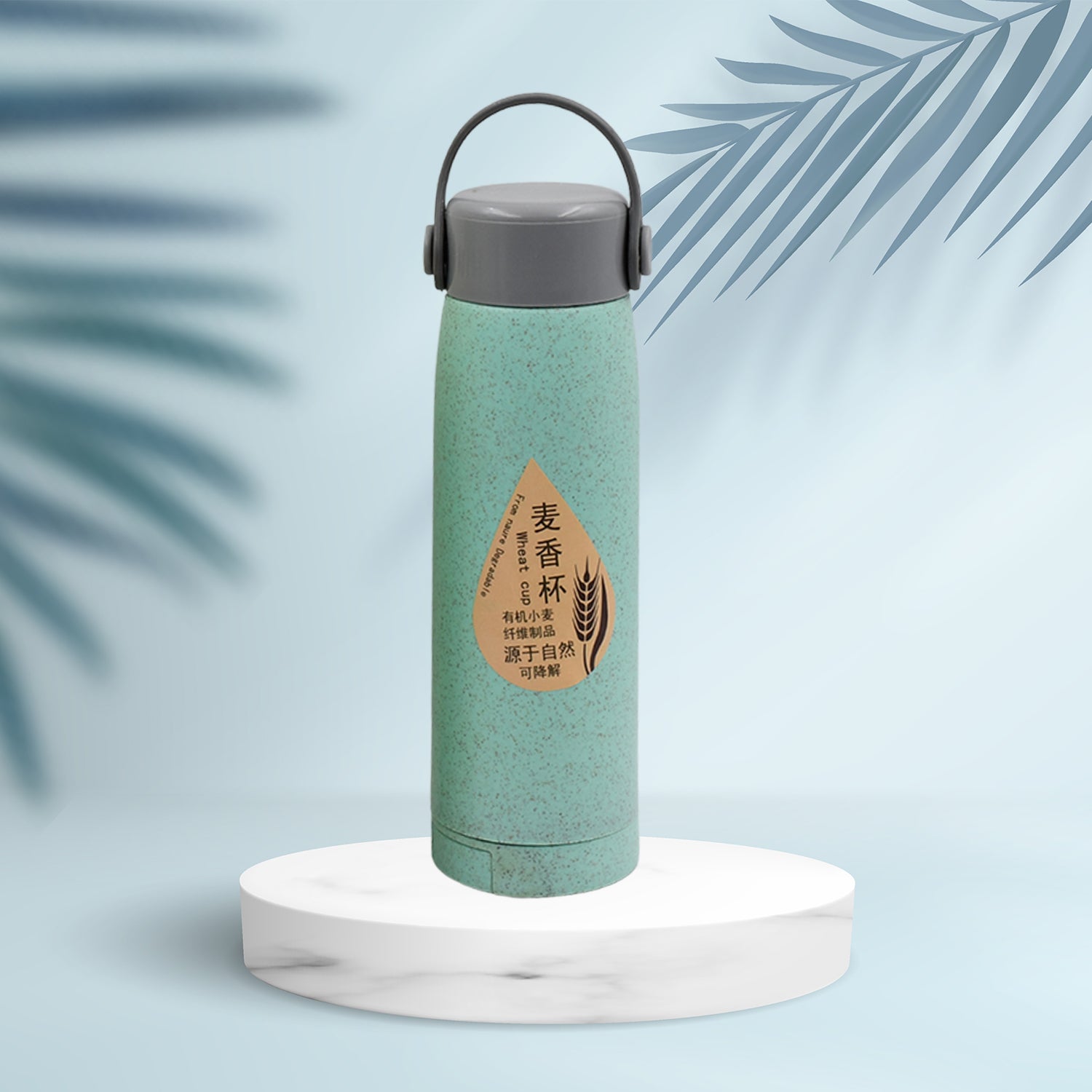 6951 High Portable Water Bottle, Creative Wheat Fragrance Glass Bottle Water with Mobile Phone Holder Wide Mouth Glass Water 380ml (MOQ :- 80 pc) Eshaan Traders