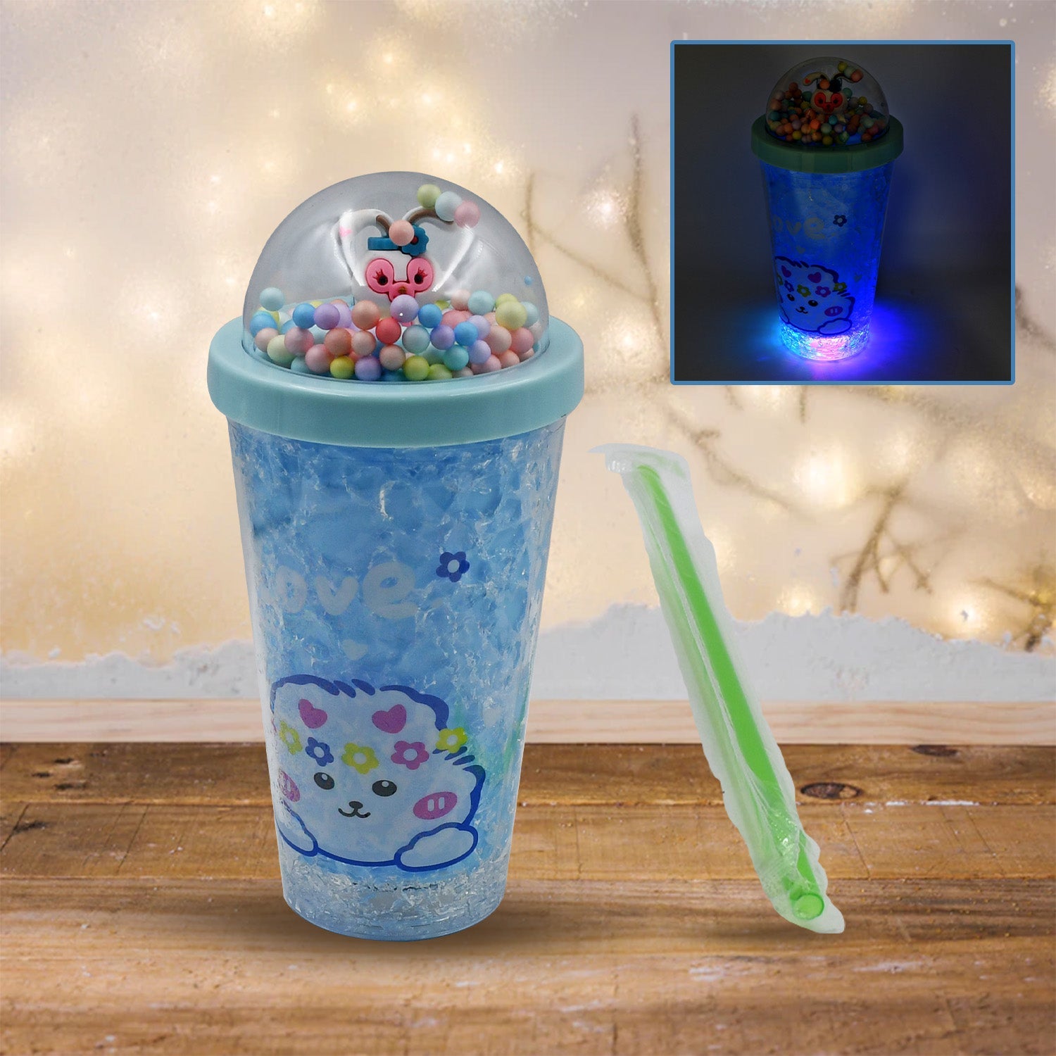 6883C LED Light Unicorn Sipper Water Bottle Mason Jar Tumbler with Straw for Kids Glitter Sipper with Toy Drinking Cups for Boys and Girls School/Tuition/Gym/ Picnic, Kids and Adults, Birthday Return Gifts Eshaan Traders