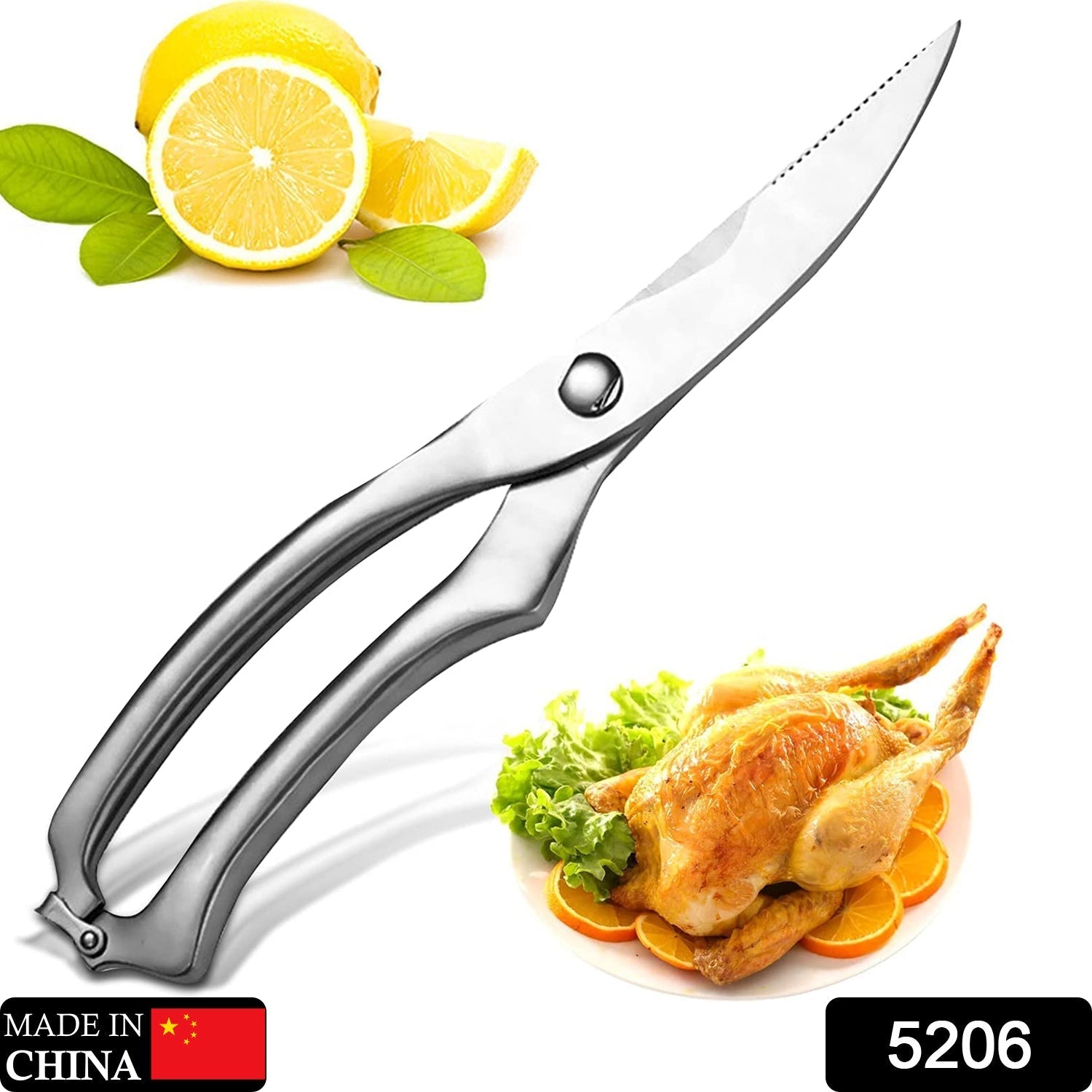 5206 Heavy Duty Stainless Steel Poultry Shears, Premium Ultra Sharp Spring-Loaded Kitchen Eshaan Traders