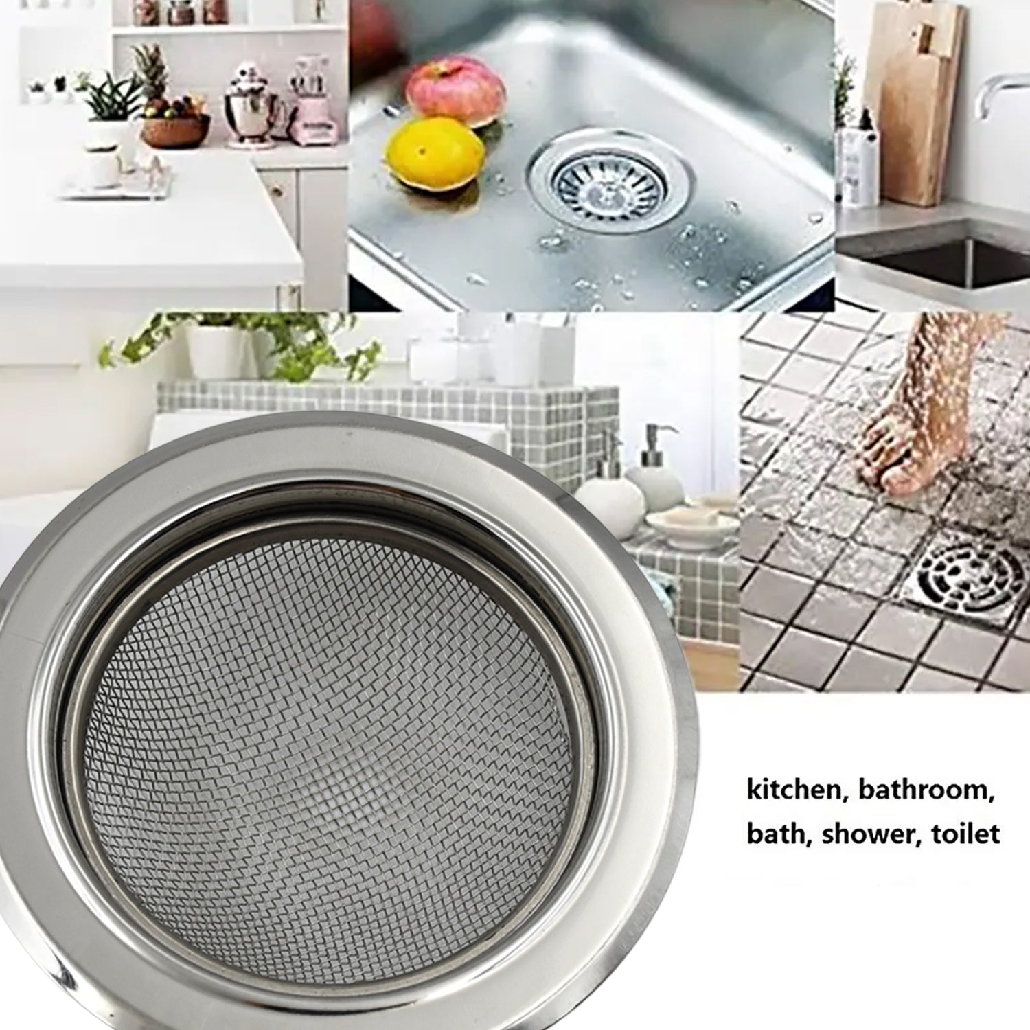 0701 Medium Size Stainless Steel Sink Strainer Kitchen Drain Basin Filter Stopper Drainer Eshaan Traders