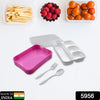 5956 Lunch Box 4 Compartment With Leak Proof Lunch Box & 2 spoon, For School & Office Use Eshaan Traders