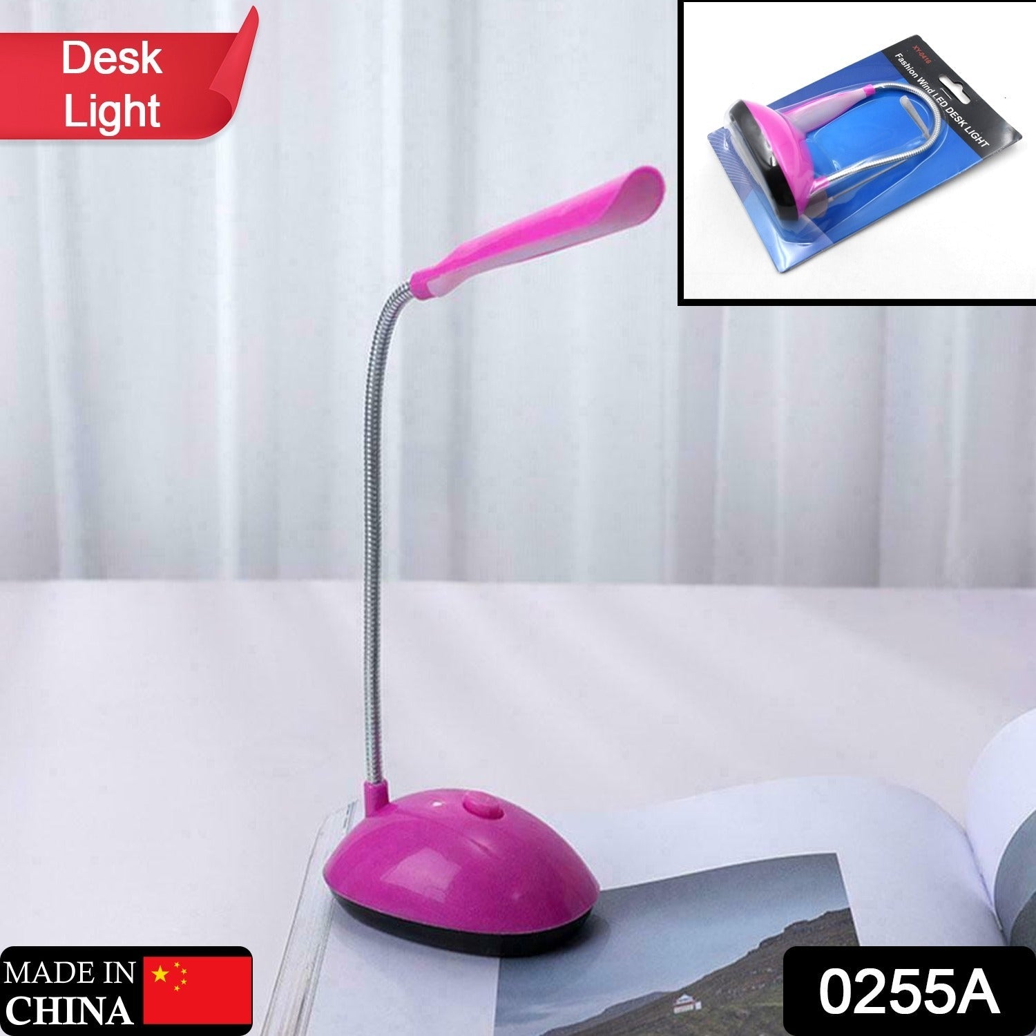 0255A Fashion Wind LED Desk Light, LED Lamps Button Control, Portable Flexible Neck Eye-Caring Table Reading Lights for Reading/Relaxation/Bedtime Eshaan Traders