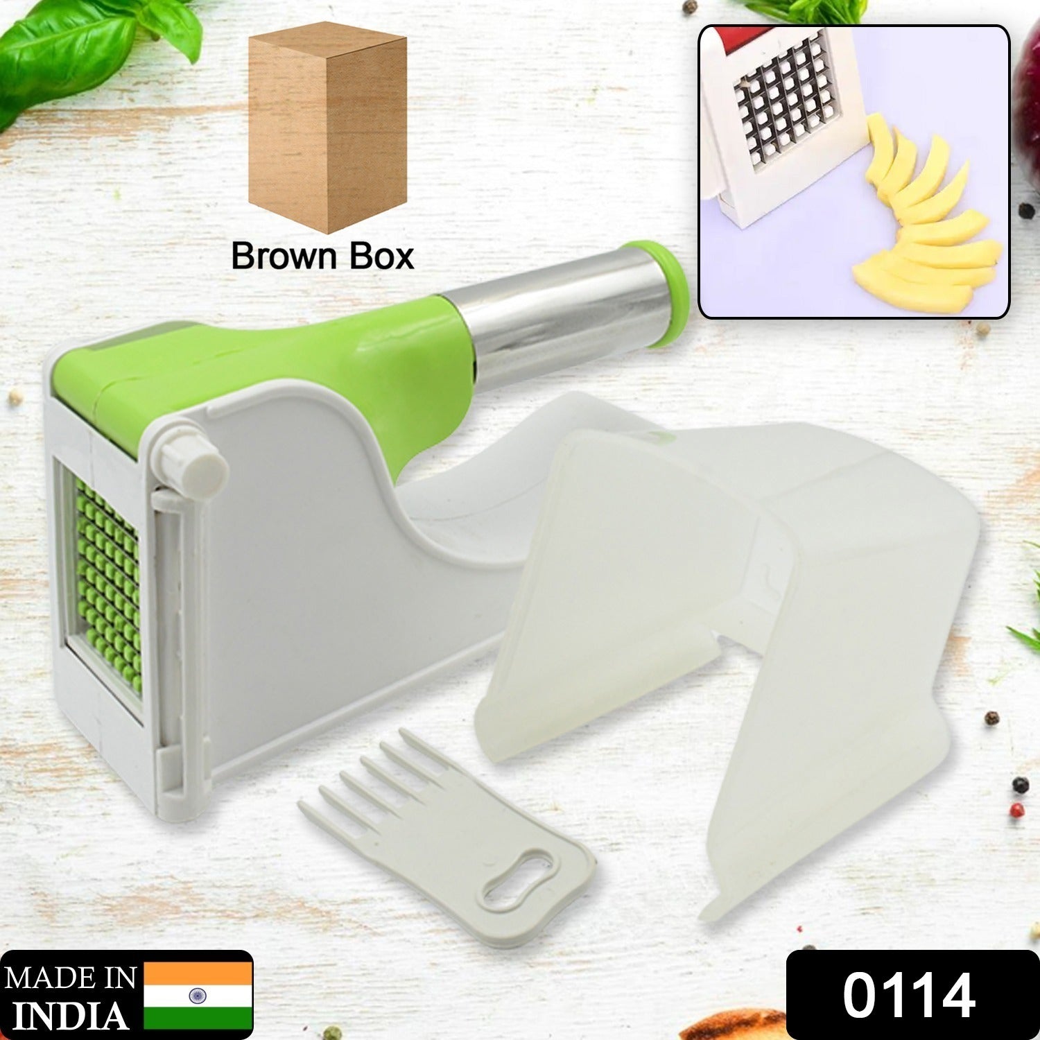 0114 Virgin Plastic French Fry Chipser, Potato Chipser / Potato Slicer with Container Eshaan Traders