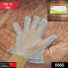 0665 Large Size Plastic Transparent Disposable Clear Plastic Hand Gloves For Home, Kitchen, Hotels, Hospitals, Clinics, Beauty Parlor, Saloons (100 pcs) Eshaan Traders