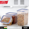 5829 Classics Rectangular Plastic Airtight Food Storage Containers with Leak Proof Locking Lid Storage container set of 3 Pc( Approx Capacity 500ml,1000ml,1500ml, Transparent) Eshaan Traders