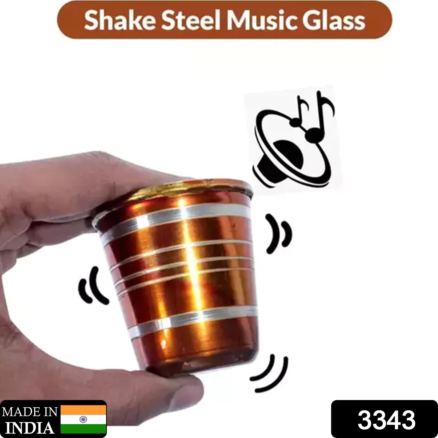 3343 Stainless Steel Glass with Bell Sound for Kids Boys and Girls Glass Set Water/Juice Glass, Stainless Steel Baby Musical Toy Glass Eshaan Traders